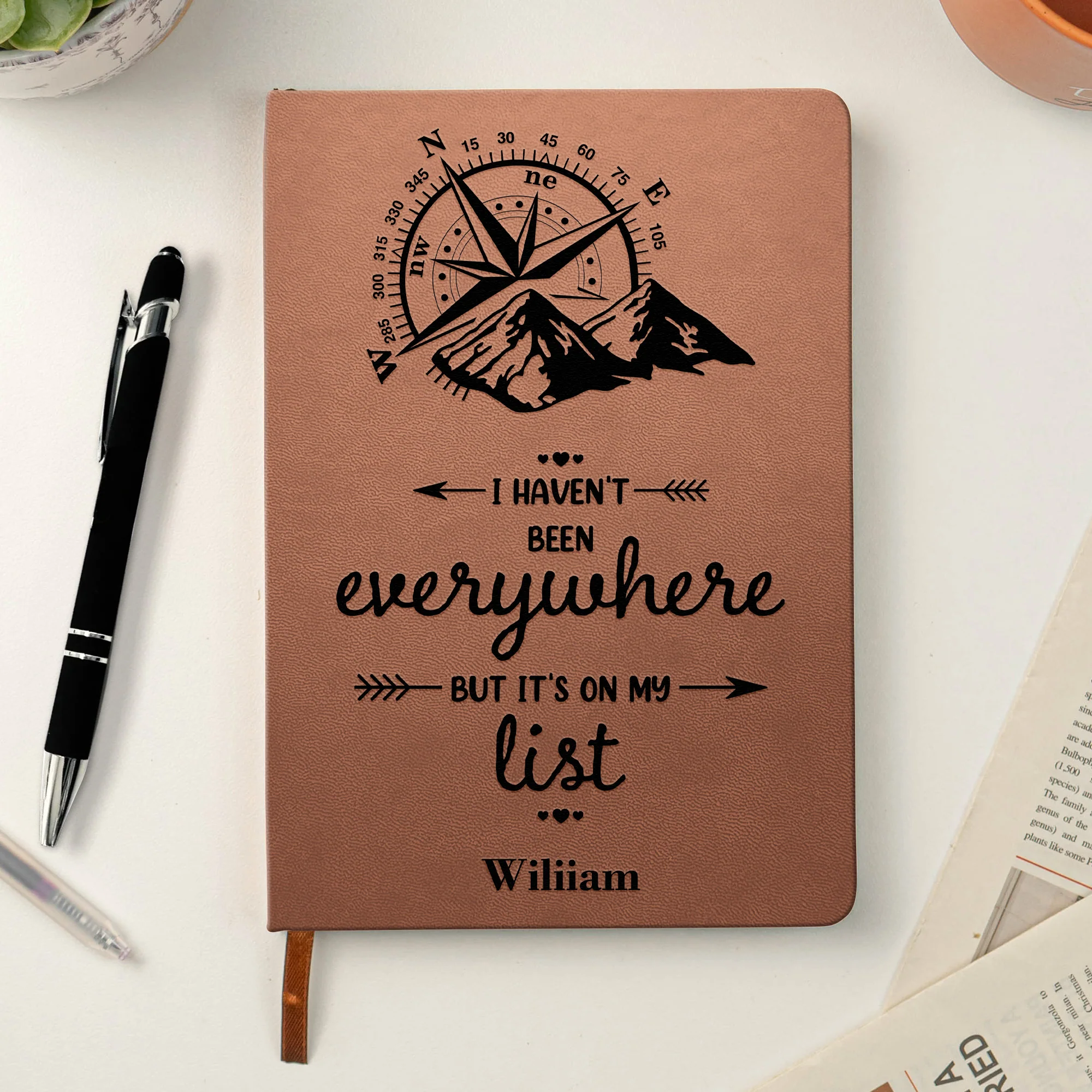 I Haven't Been Everywhere But It's On My List - Personalized Leather Journal - Image 3