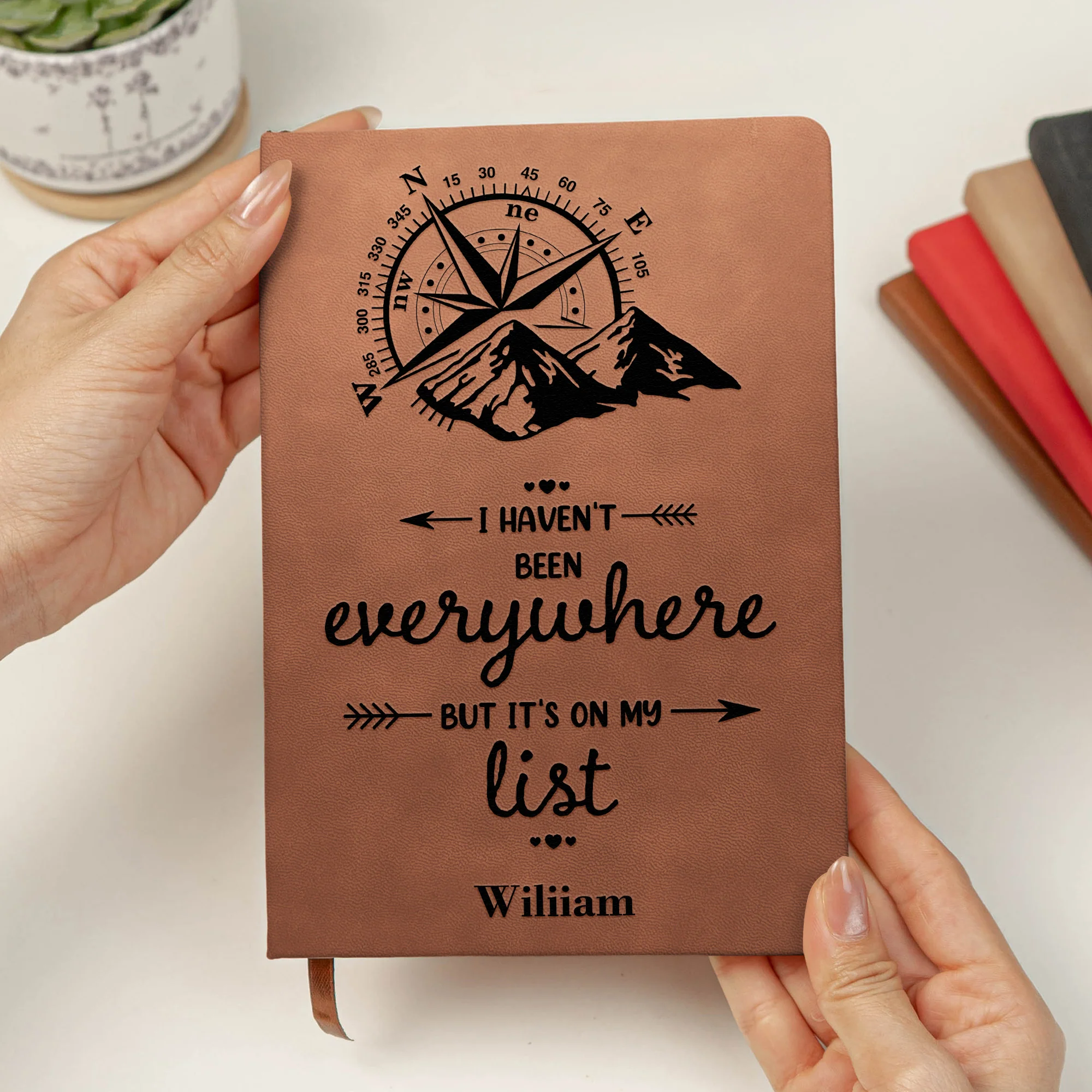 I Haven't Been Everywhere But It's On My List - Personalized Leather Journal - Image 4