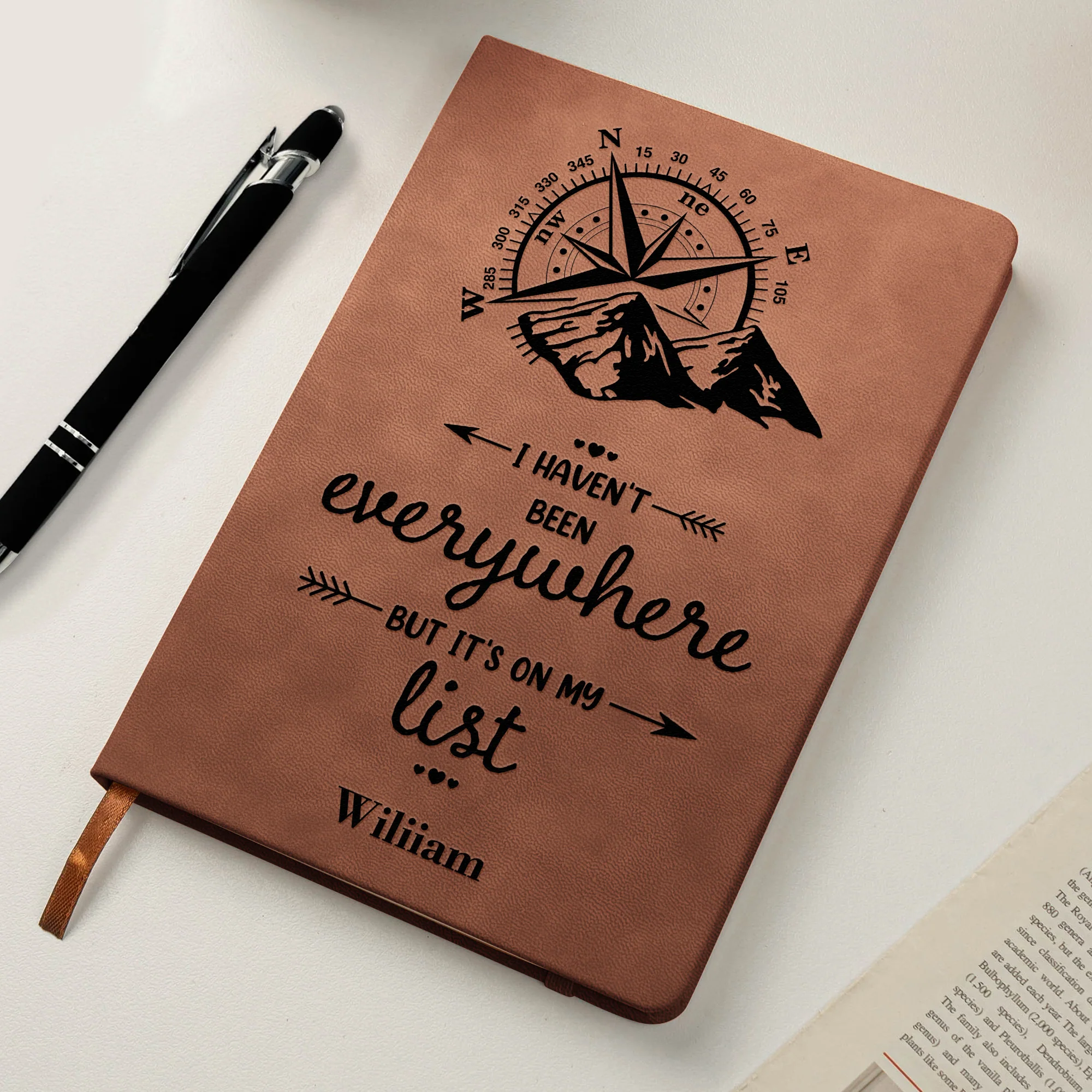 I Haven't Been Everywhere But It's On My List - Personalized Leather Journal - Image 6