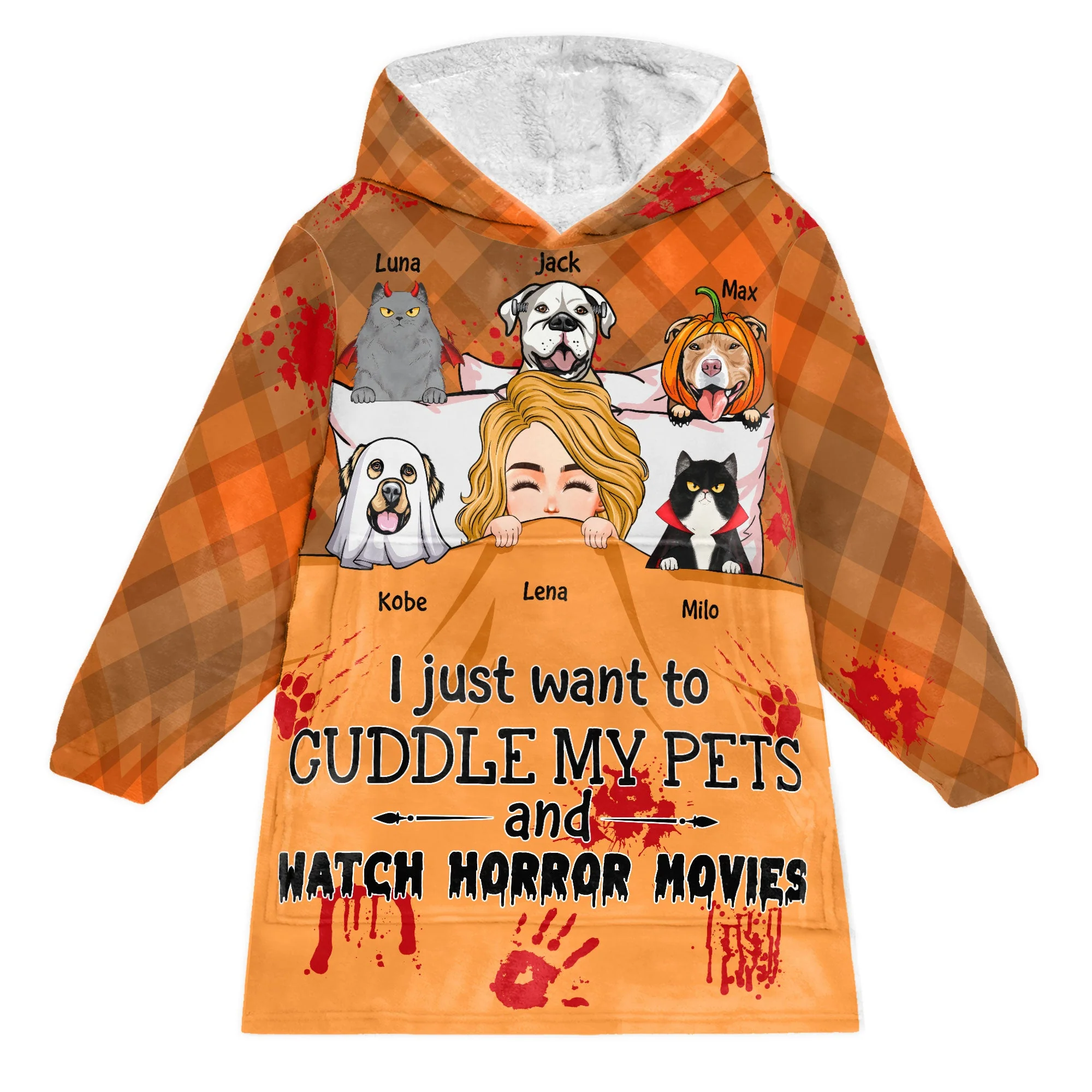 I Just Want To Cuddle My Fur Babies - Personalized Oversized Blanket Hoodie