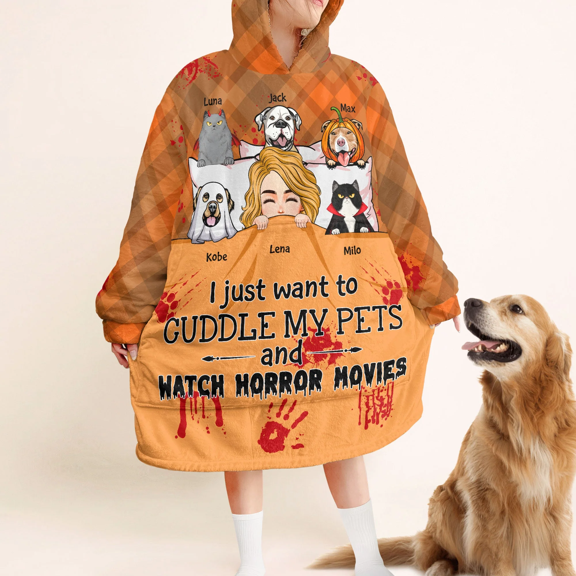 I Just Want To Cuddle My Fur Babies - Personalized Oversized Blanket Hoodie - Image 2
