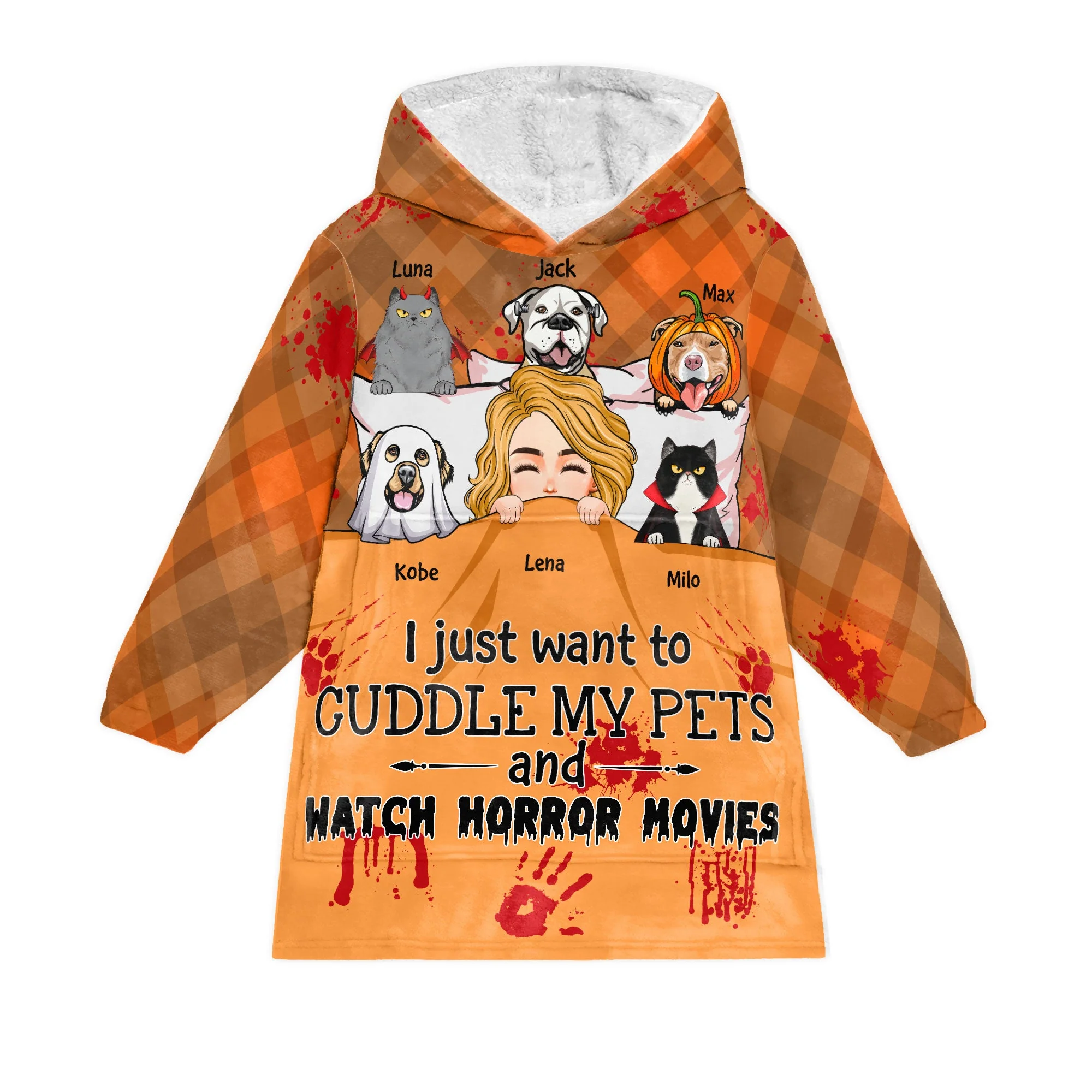 I Just Want To Cuddle My Fur Babies - Personalized Oversized Blanket Hoodie - Image 4