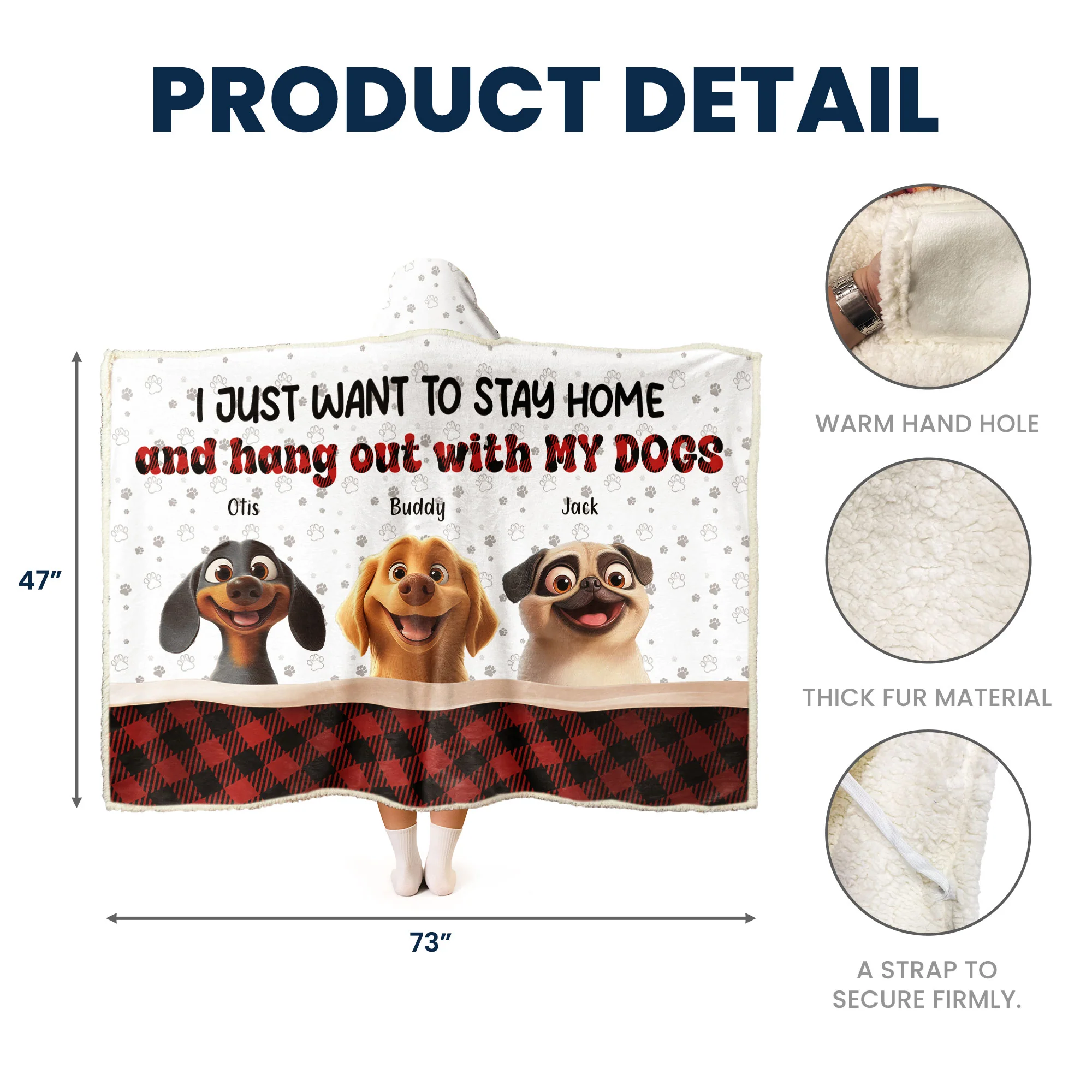 I Just Want To Hang Out With My Dog - Personalized Wearable Blanket Hoodie - Image 5