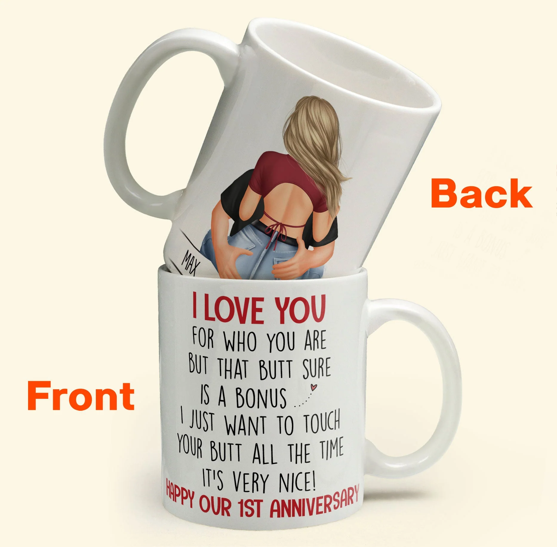 I Just Want To Touch Your Butt - Personalized Mug - Image 3