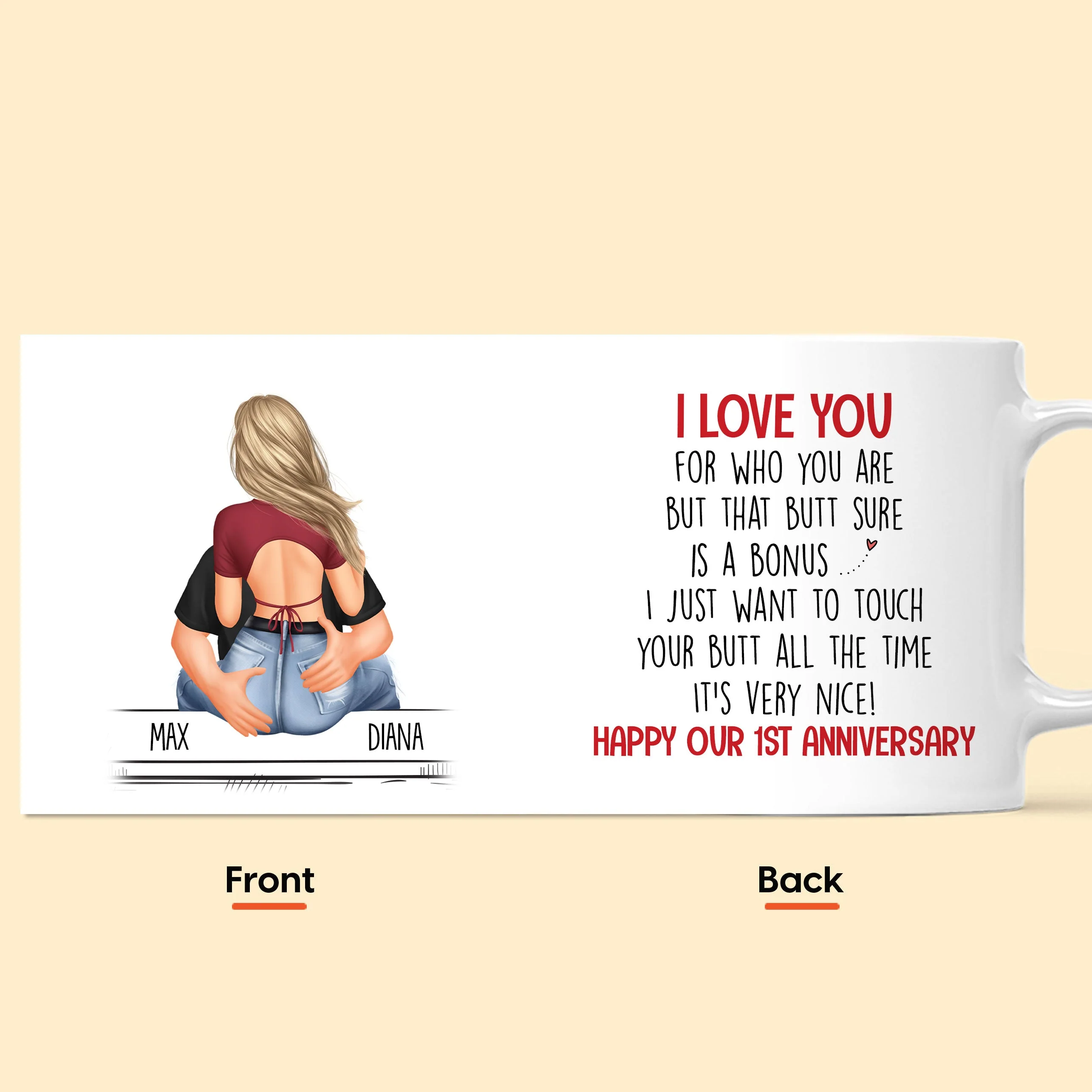 I Just Want To Touch Your Butt - Personalized Mug - Image 4