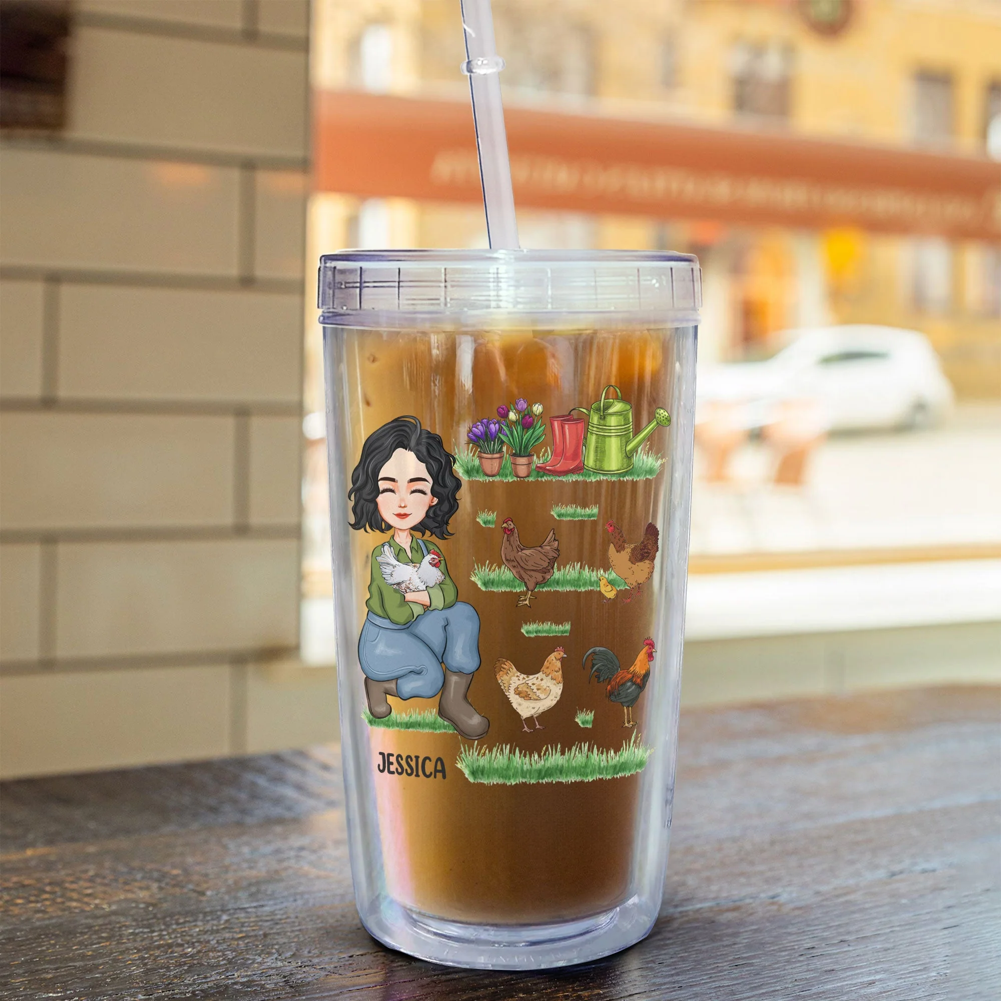 I Just Want To Work In My Garden - Personalized Acrylic Tumbler With Straw - Image 5