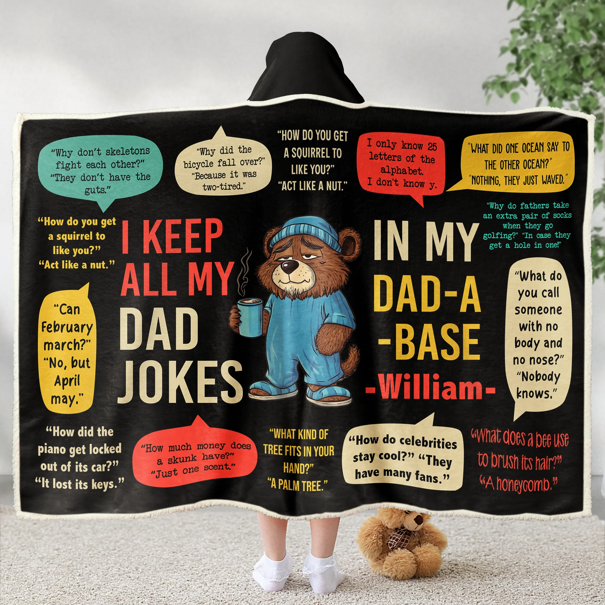 I Keep All My Dad Jokes In My Dad-A-Base - Personalized Wearable Blanket Hoodie - Image 5