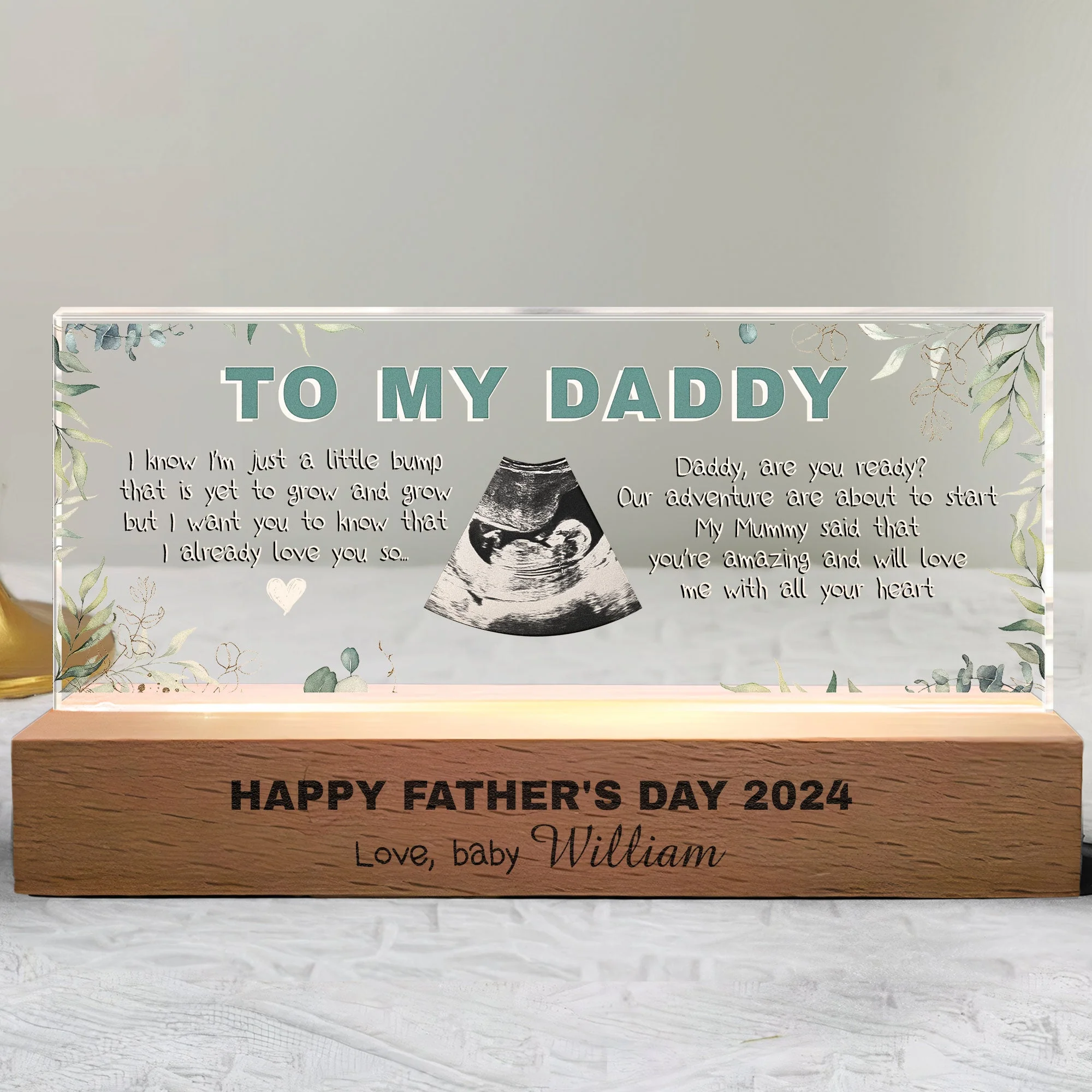 I Know I'm Just A Little Bump - Personalized Photo Led Night Light - Image 2