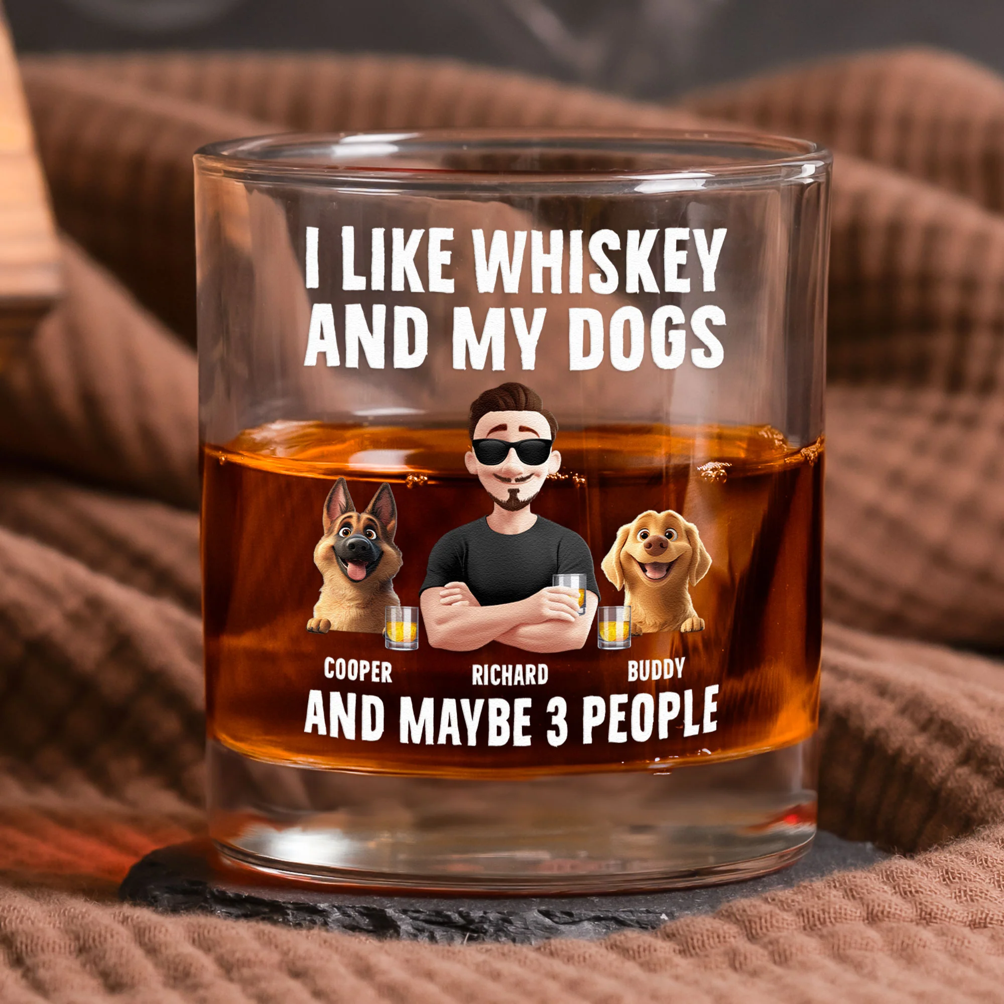 I Like Whiskey And My Dogs - Personalized Whiskey Glass