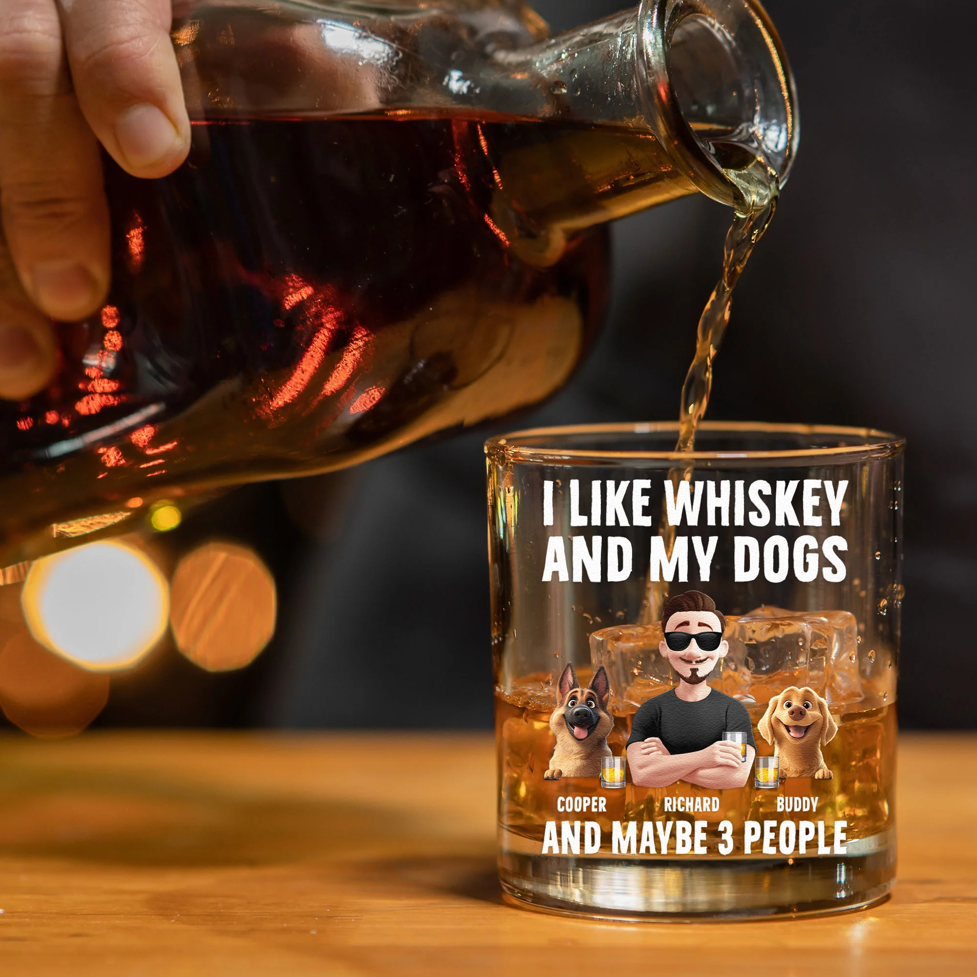 I Like Whiskey And My Dogs - Personalized Whiskey Glass - Image 3
