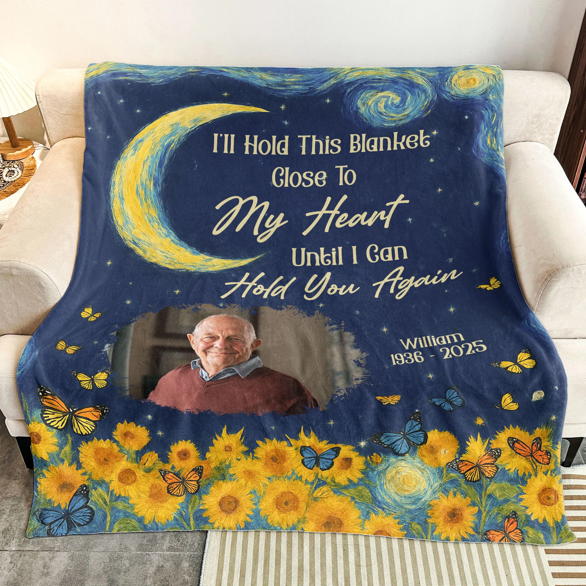 I’ll Hold This Blanket Close To My Heart Until I Can Hold You Again - Personalized Photo Blanket - Image 4