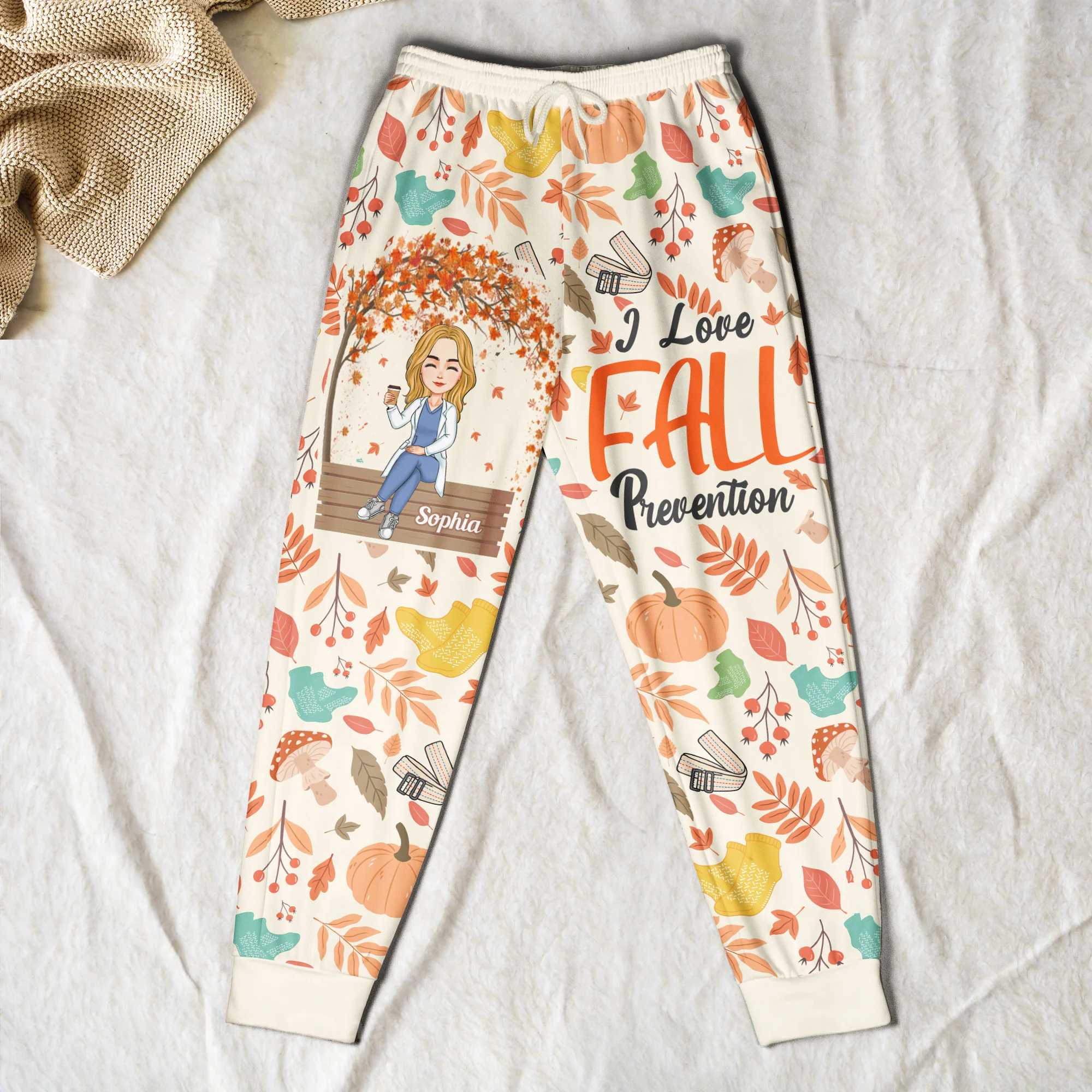 I Love Fall Prevention Nurse Autumn Gift - Personalized Sweatpants