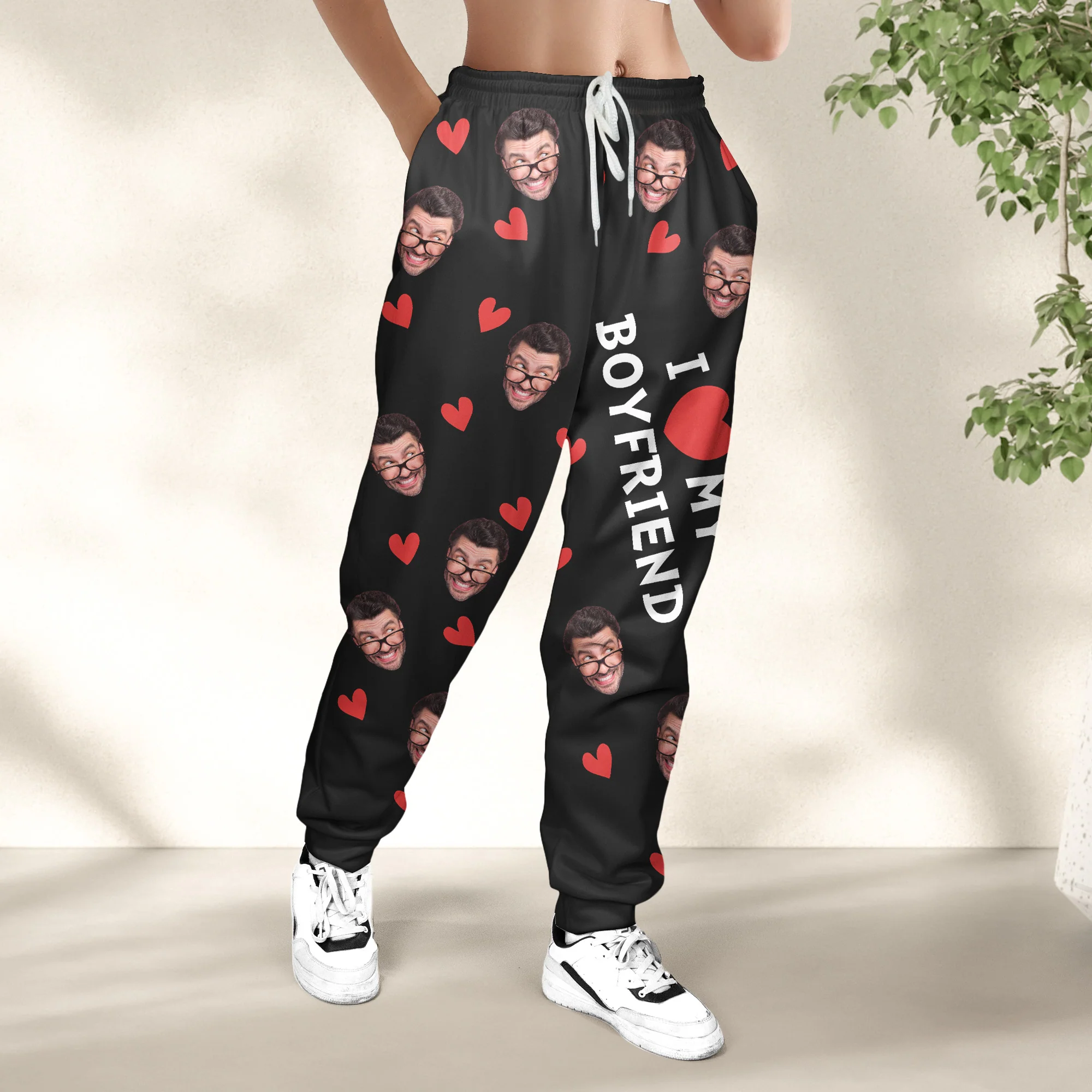 I Love My Boyfriend, Girlfriend, Wife, Husband - Personalized Photo Sweatpants - Image 5