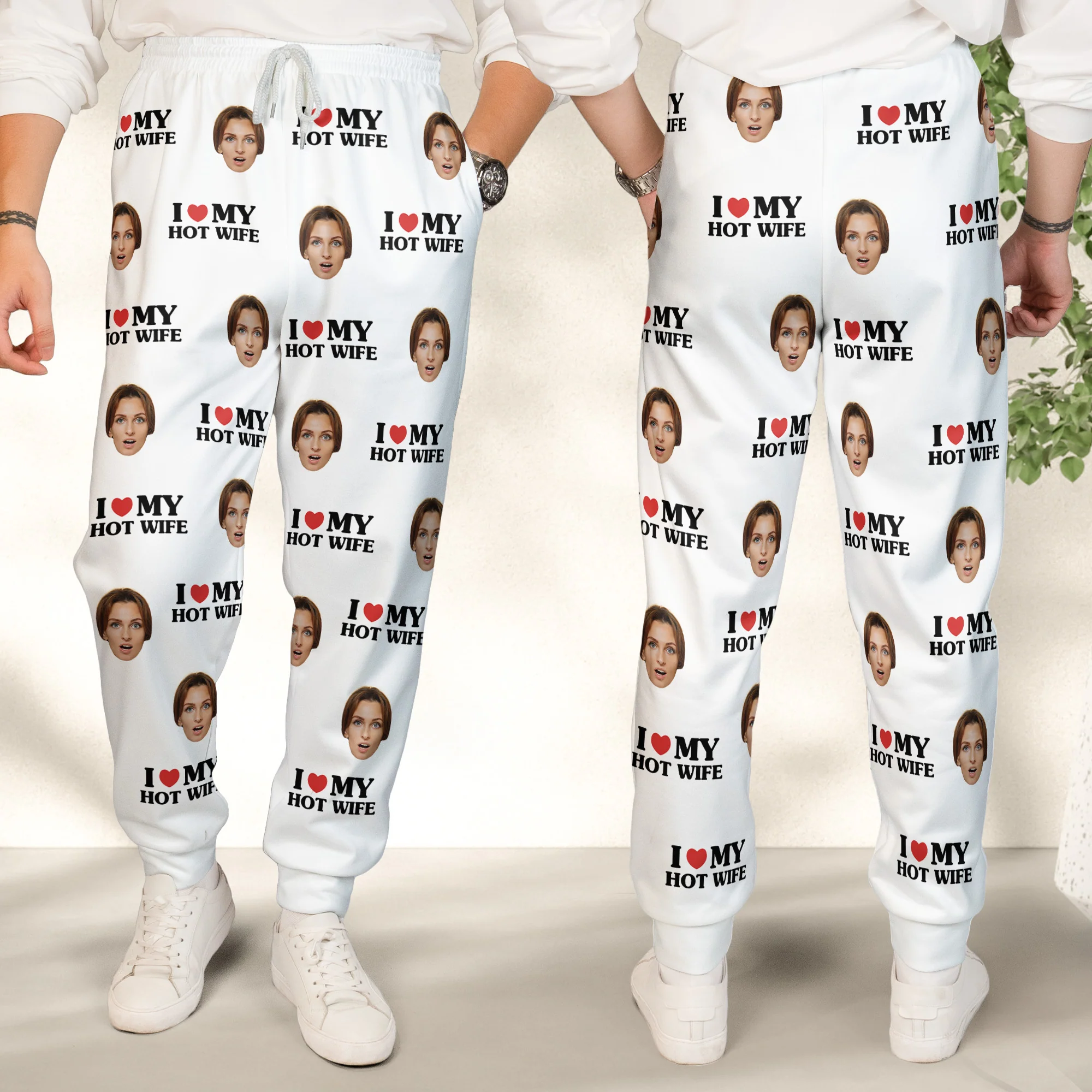 I Love My Hot Wife Custom Face - Personalized Photo Sweatpants - Image 2