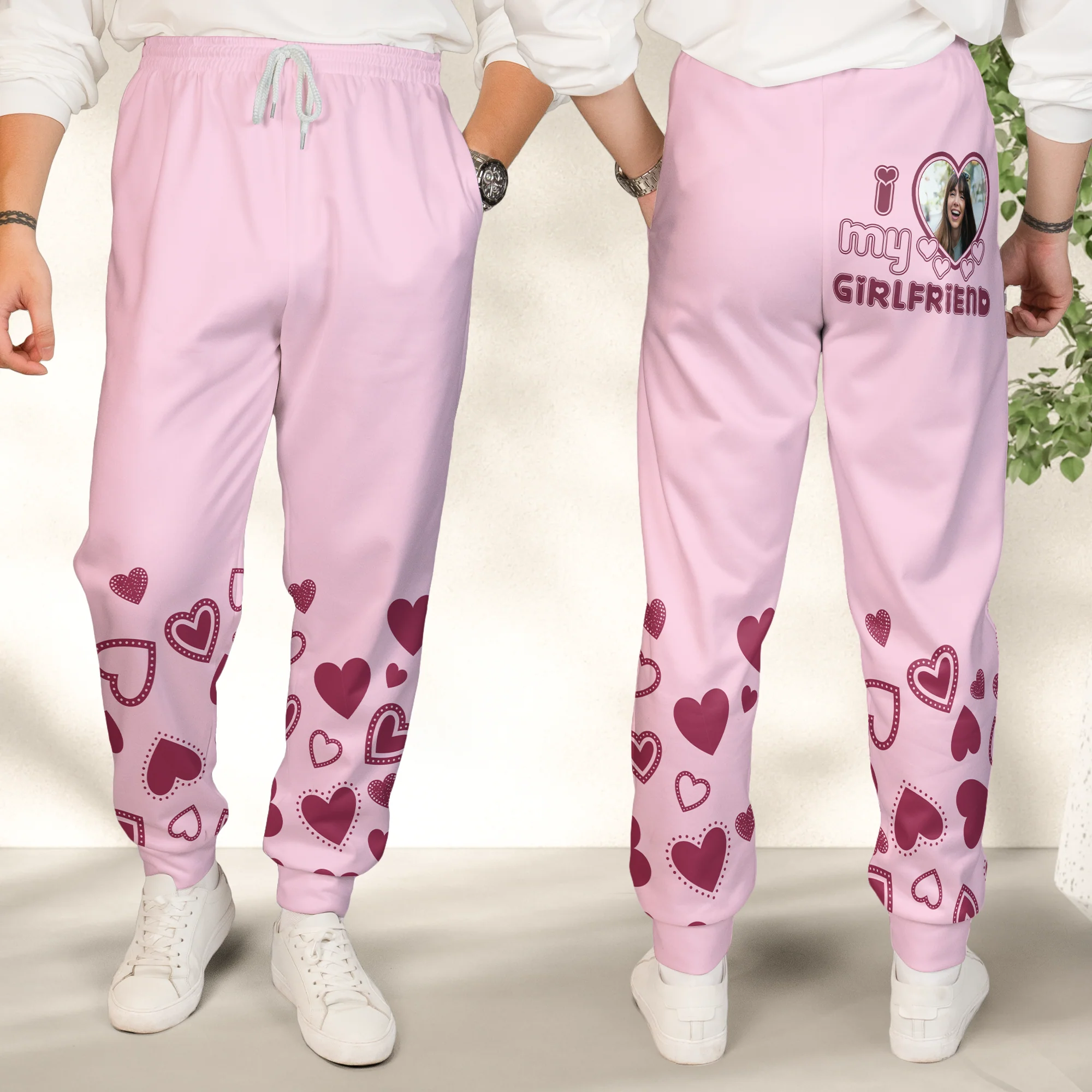 I Love My Husband/ Boyfriend/ Wife/ Girlfriend - Valentines Day Gifts For Couples - Personalized Photo Sweatpants - Image 4