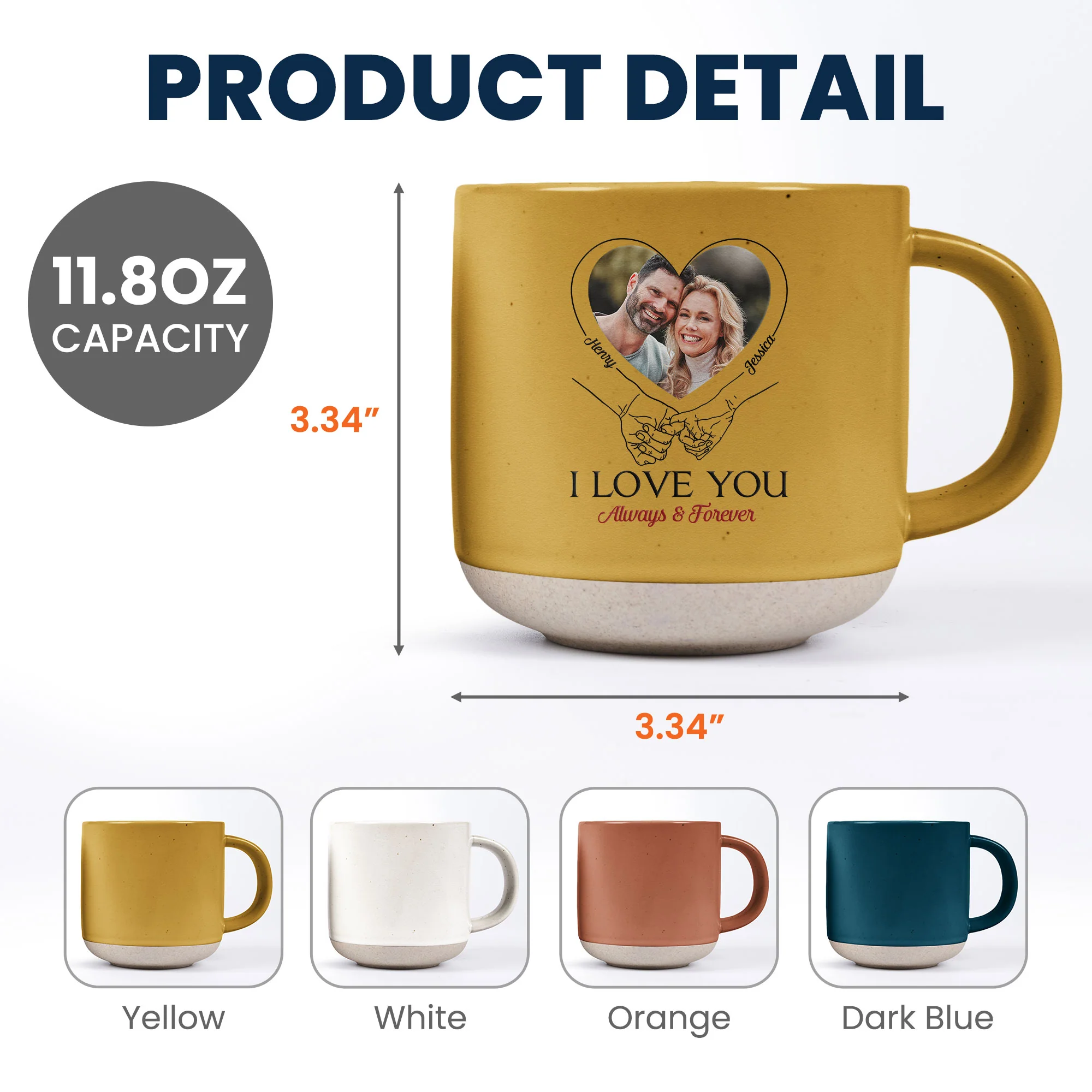 I Love You Always And Forever - Personalized Photo Pottery Mug - Image 7