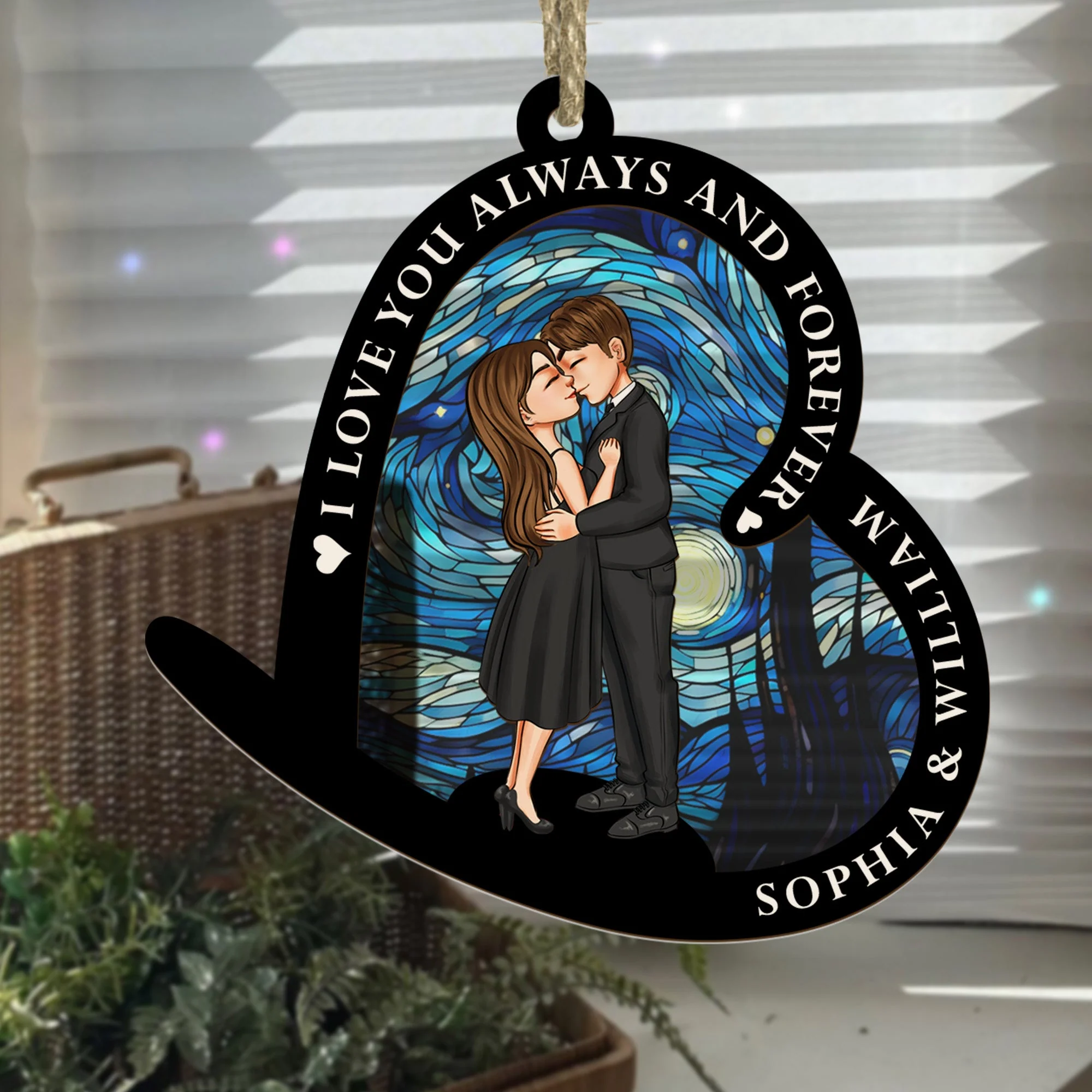 I Love You Always And Forever - Personalized Suncatcher Ornament - Image 4