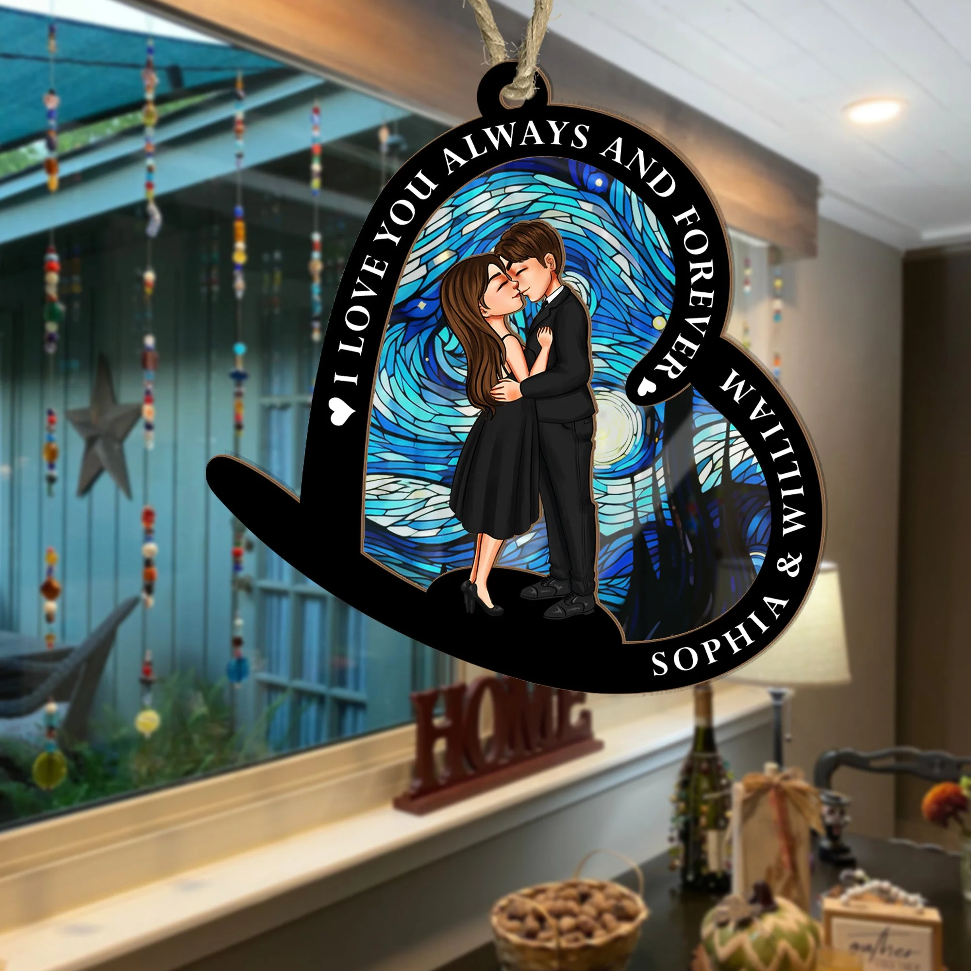 I Love You Always And Forever - Personalized Suncatcher Ornament - Image 5