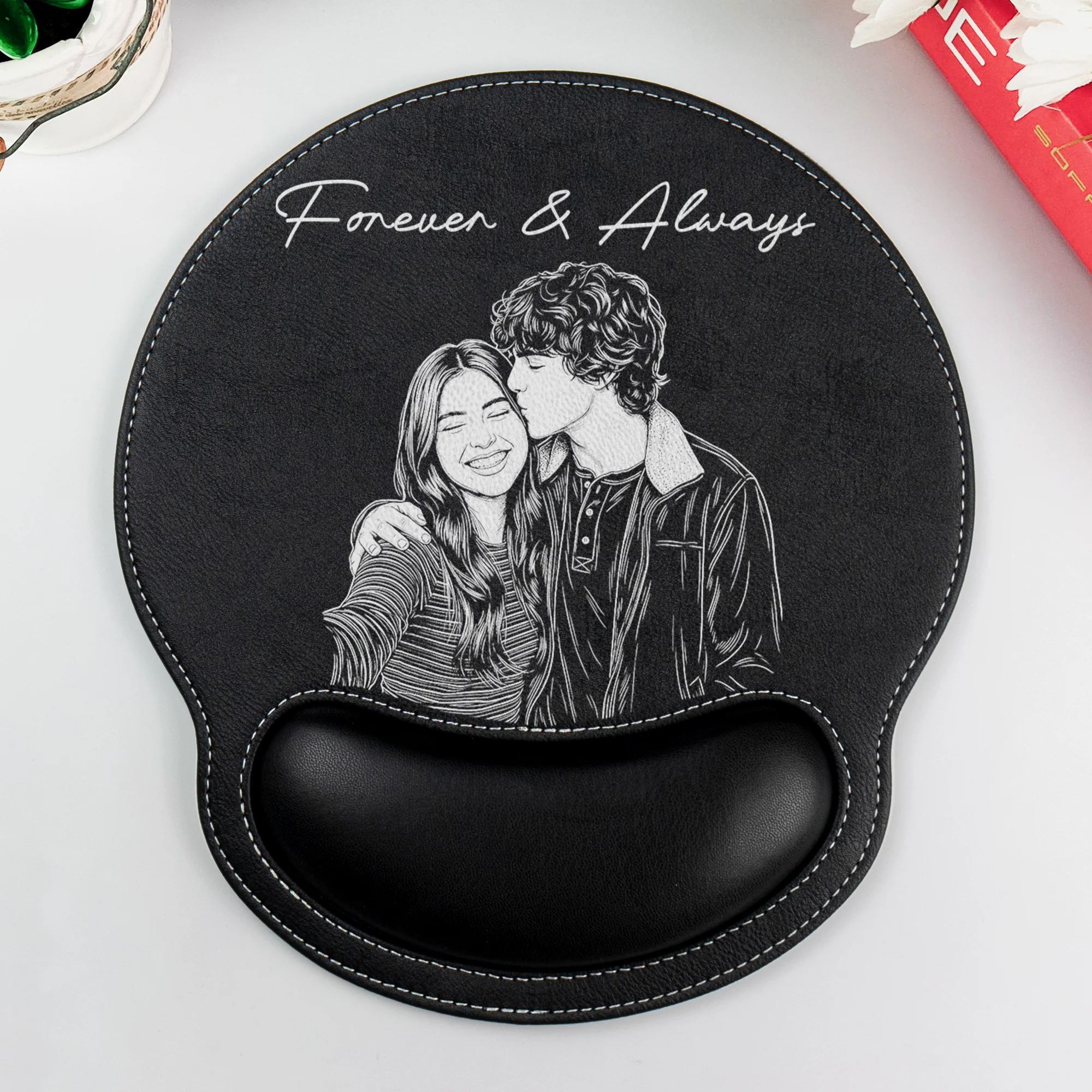 I Love You Couple Sketch Line Art Anniversary Gift For Him, Her - Personalized Mouse Pad - Image 6