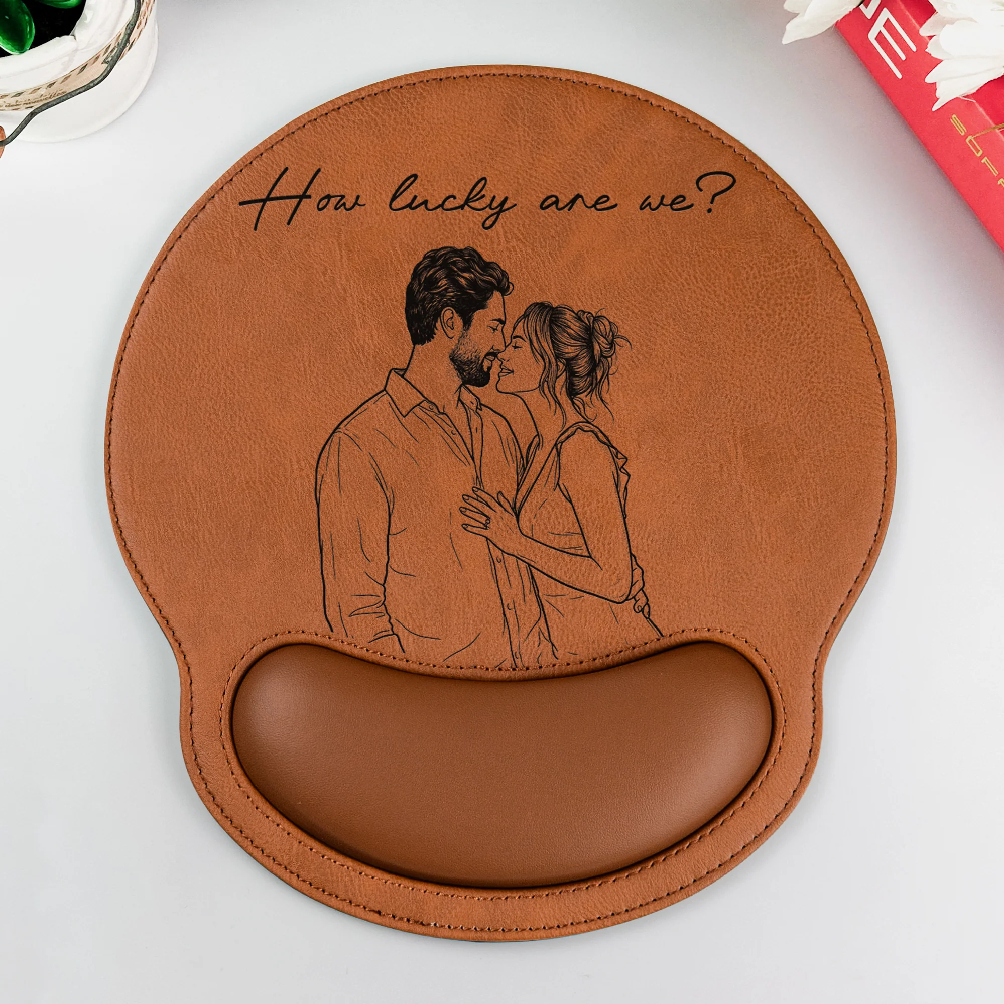 I Love You Couple Sketch Line Art Anniversary Gift For Him, Her - Personalized Mouse Pad - Image 7