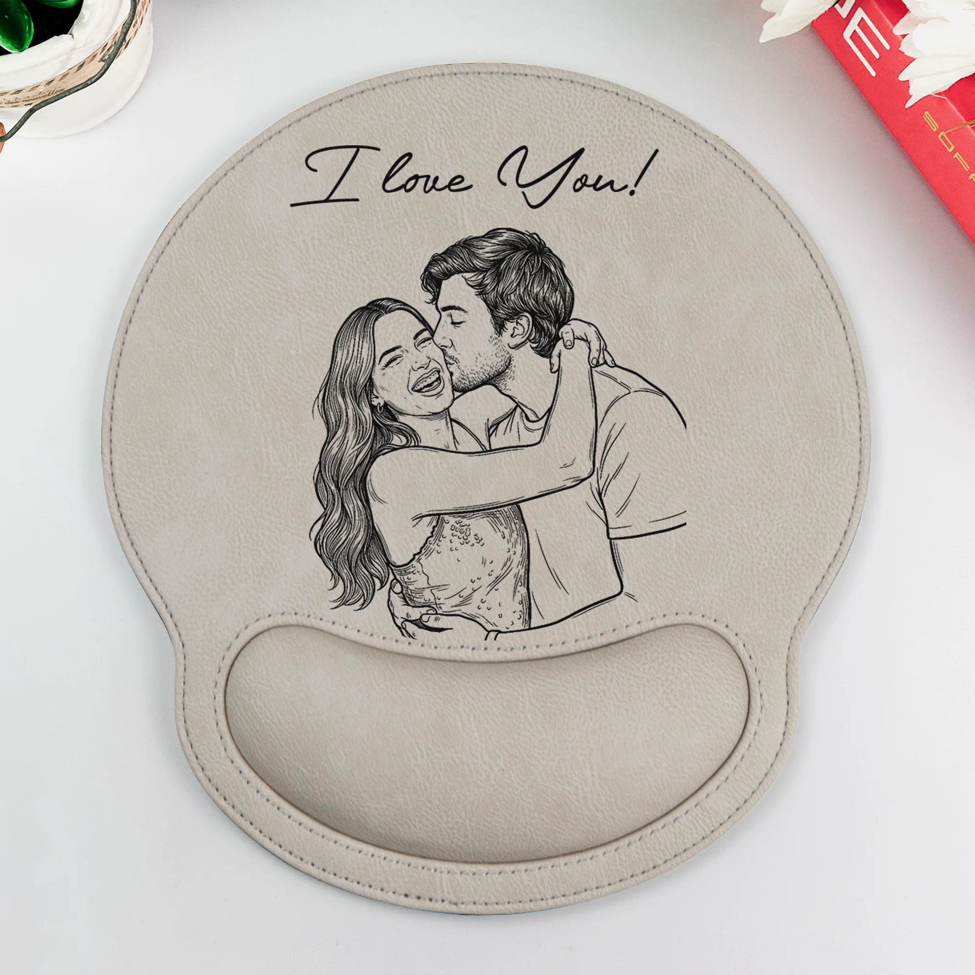 I Love You Couple Sketch Line Art Anniversary Gift For Him, Her - Personalized Mouse Pad - Image 8