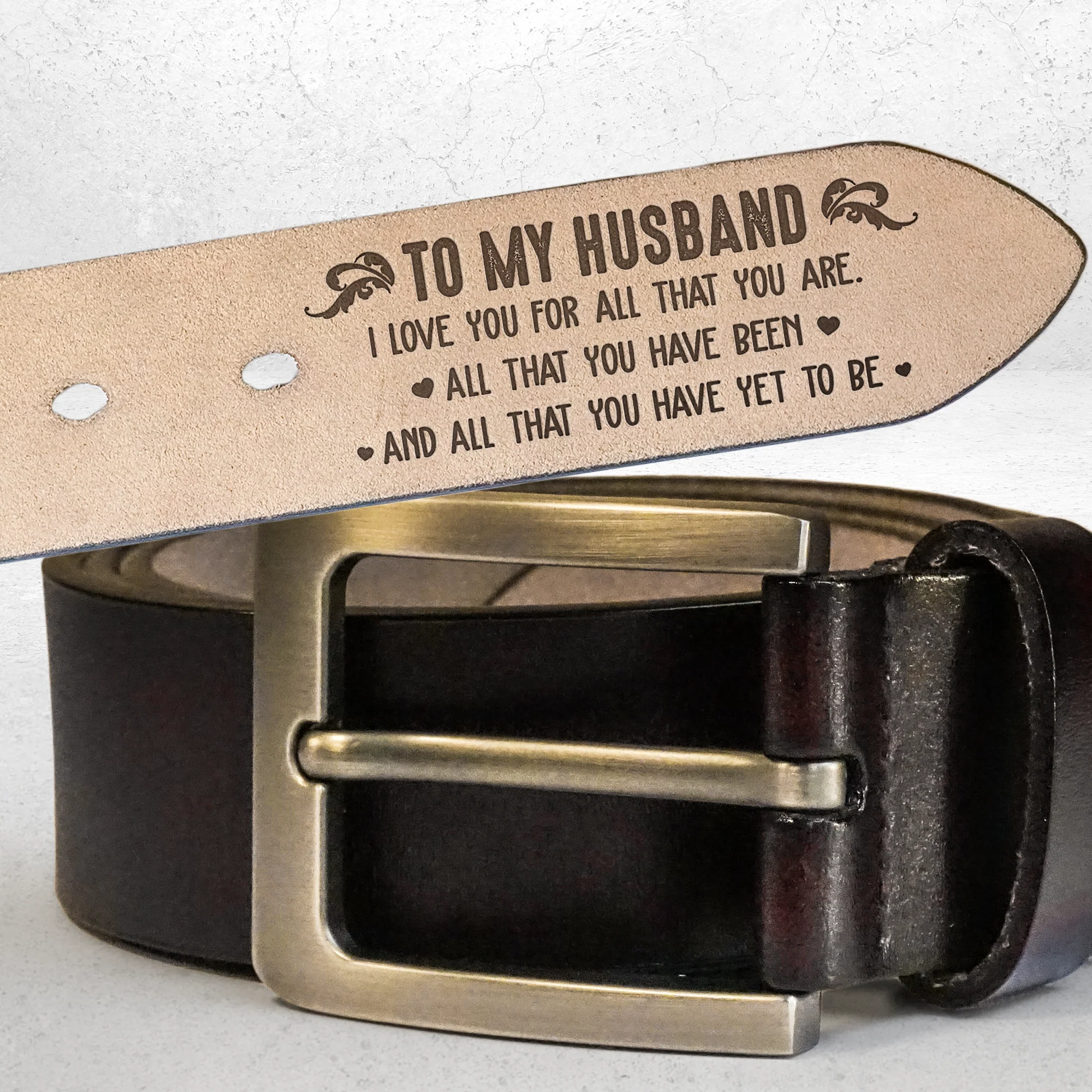 I Love You For All That You Are - Personalized Engraved Leather Belt - Image 2