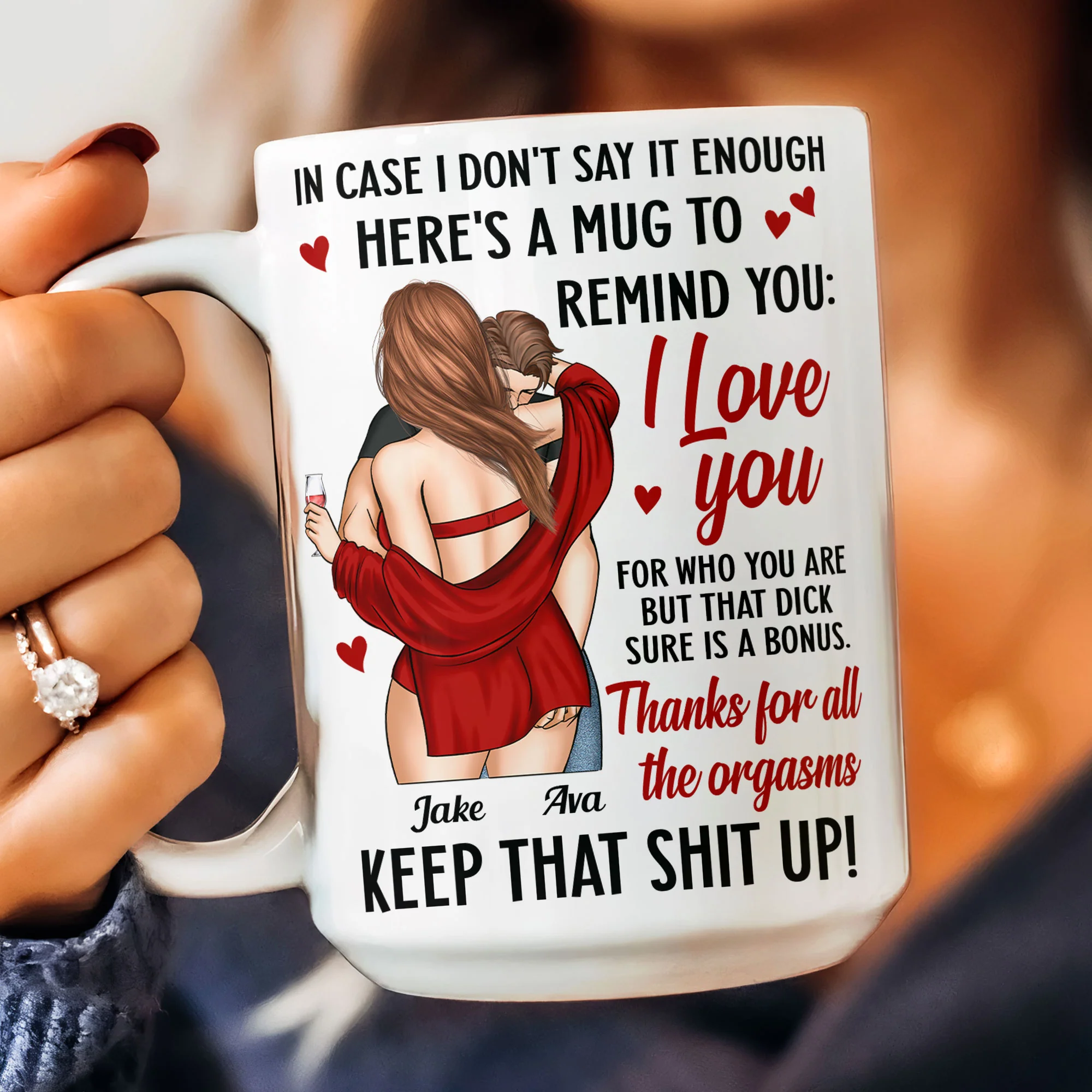 I Love You For Who You Are But That D*ck Sure Is A Bonus Funny Mug - Personalized Mug - Image 5