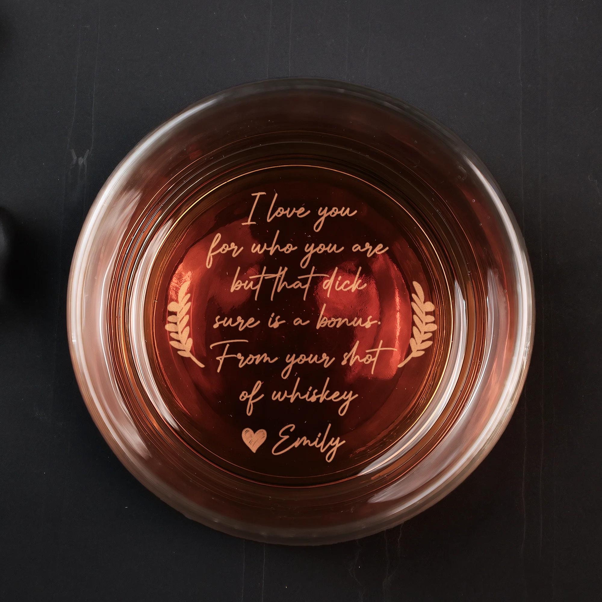 I Love You For Who You Are But That Sure Is A Bonus - Personalized Engraved Whiskey Glass - Image 2