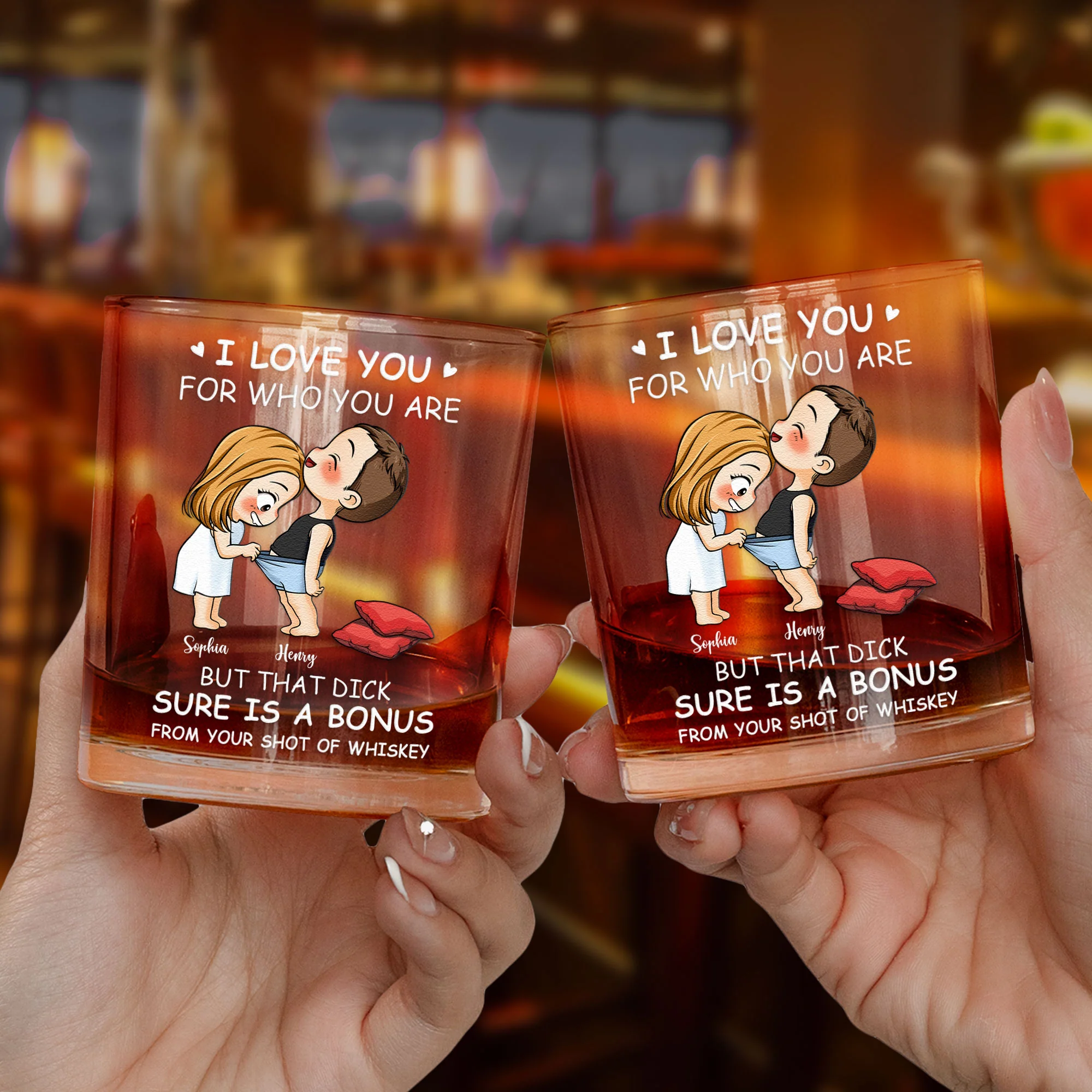 I Love You For Who You Are - Personalized Whiskey Glass - Image 3