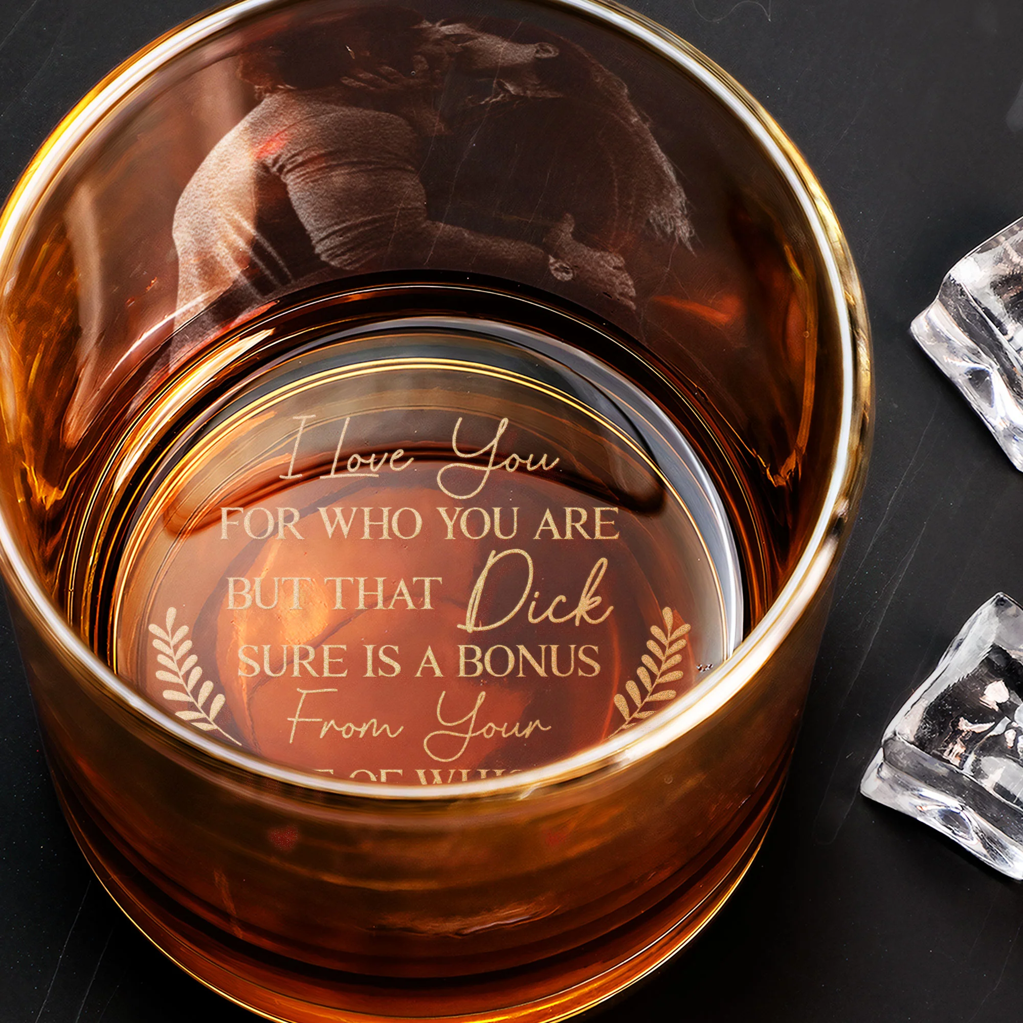 I Love You For Who You Are - Personalized Whiskey Glass With Photo - Image 6