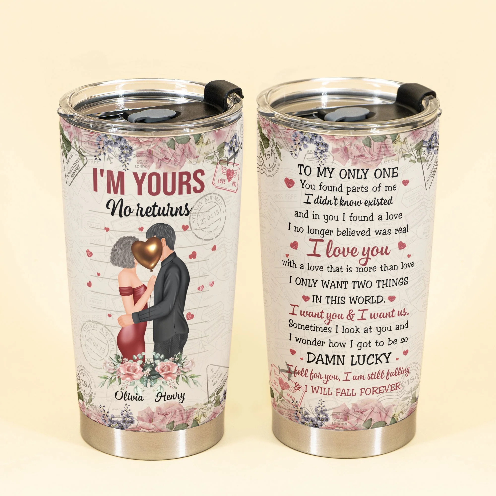 I Love You Forever - Personalized Tumbler Cup - Hugging Couple - Image 2