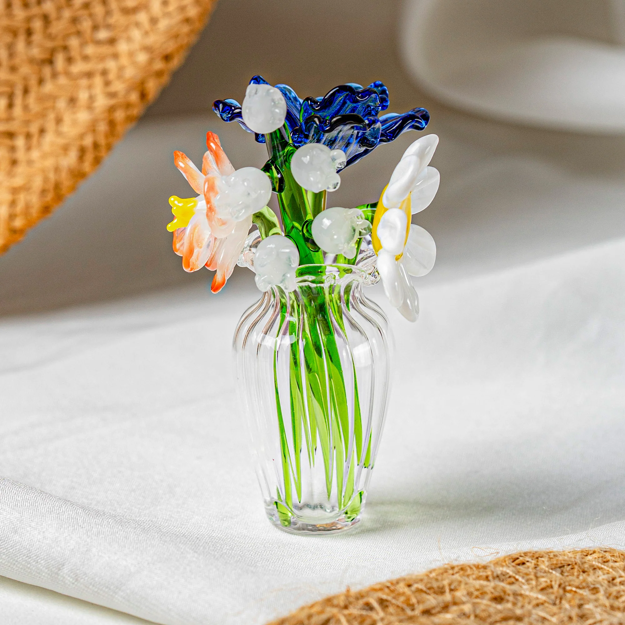 I Love You Gift For Her Grandma, Mom, Sister - Glass Flowers Bouquet With Custom Card - Image 5