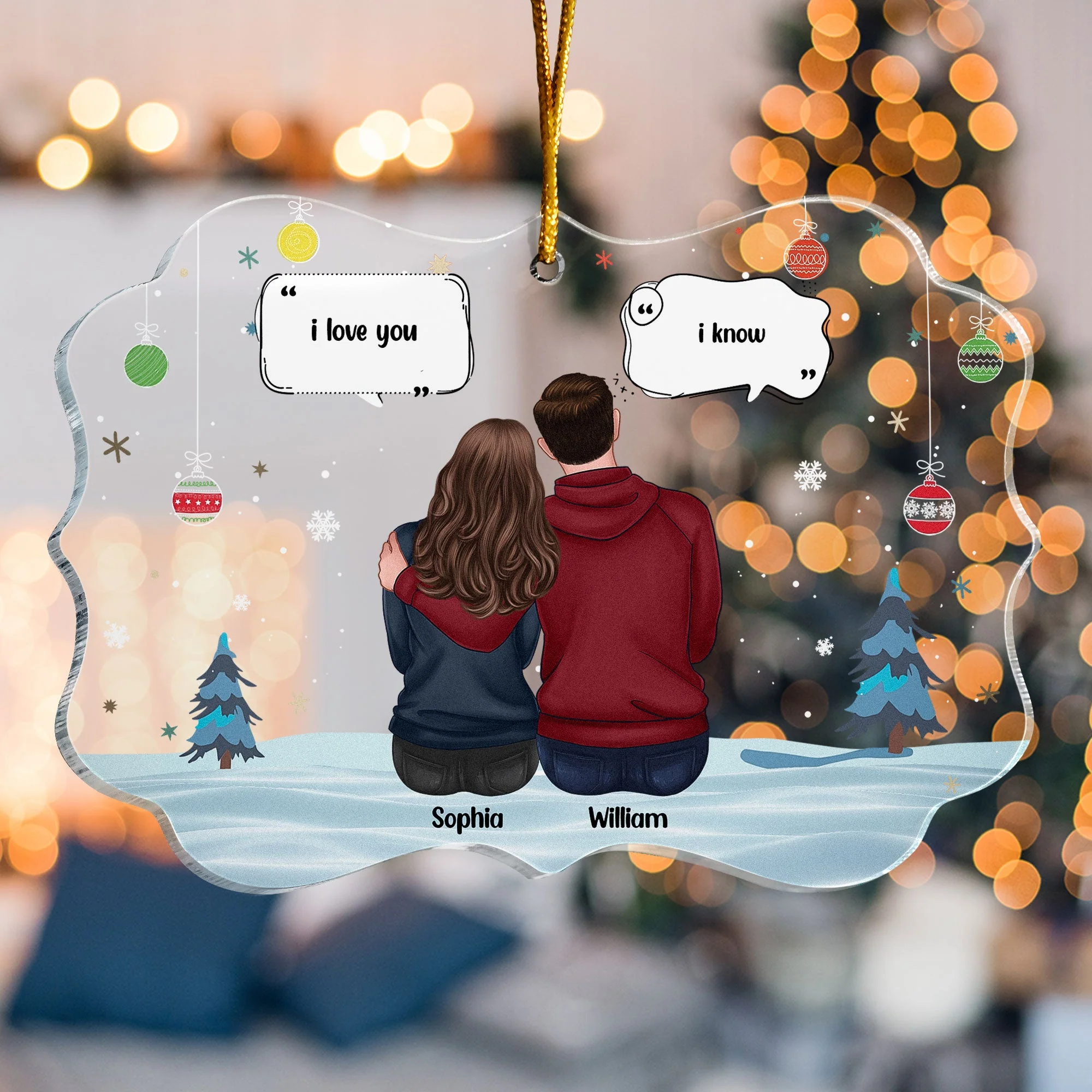 I Love You, I Know - Personalized Acrylic Ornament - Image 5