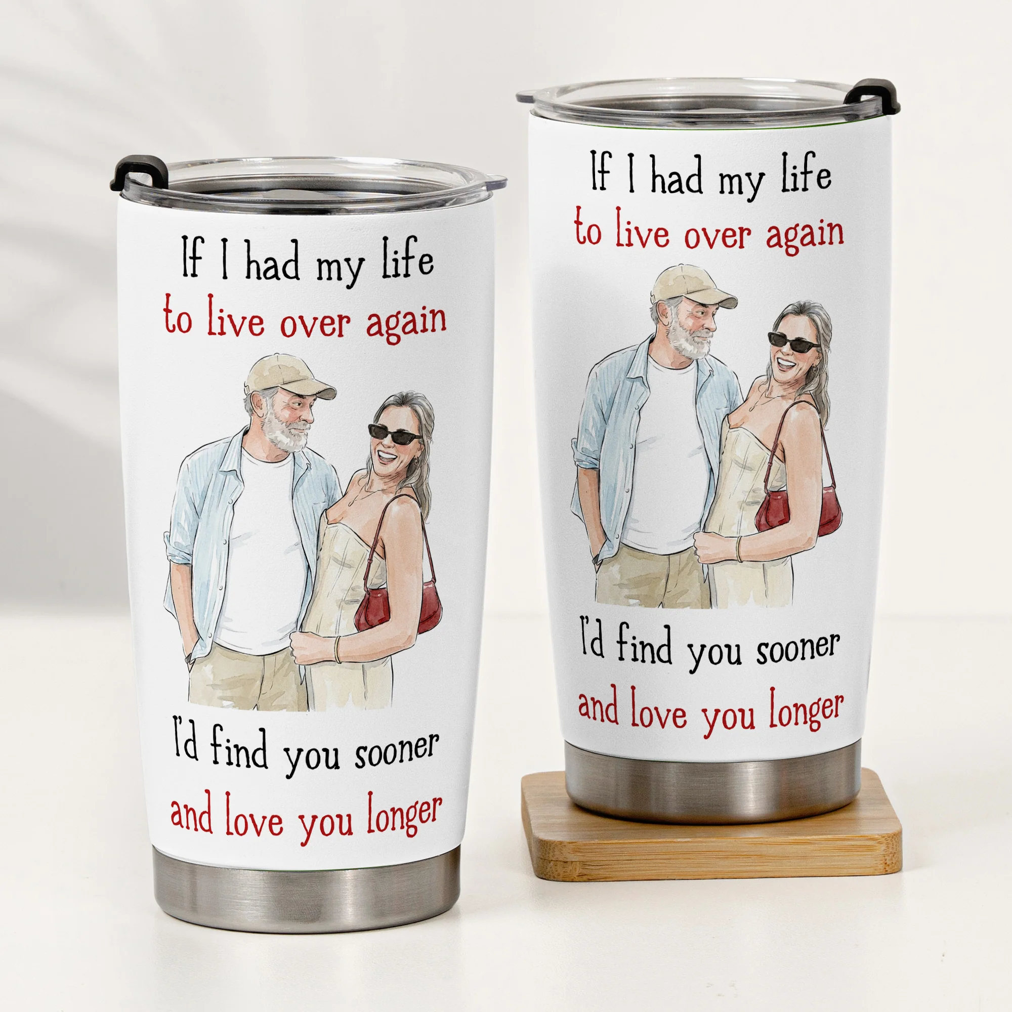 I Love You Longer Custom Couple Photo Anniversary Gifts For Her, Him - Personalized Tumbler Cup - Image 2