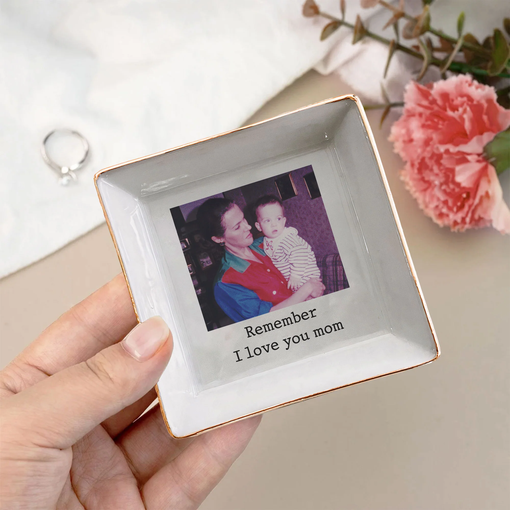 I Love You Mom - Personalized Photo Jewelry Dish - Image 5