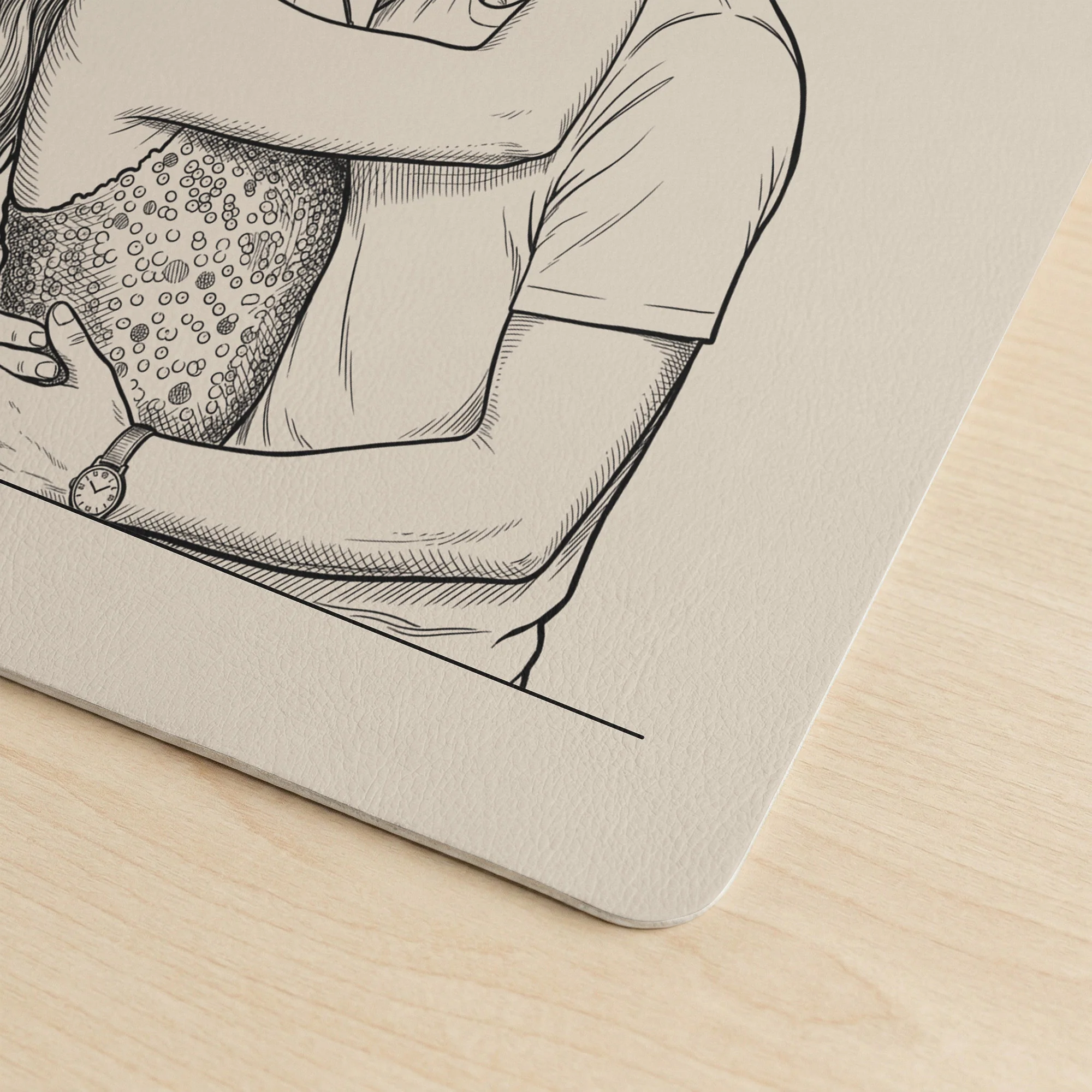 I Love You Now And Always Couple Photo Sketch Line Art - Personalized Desk Mat - Image 6