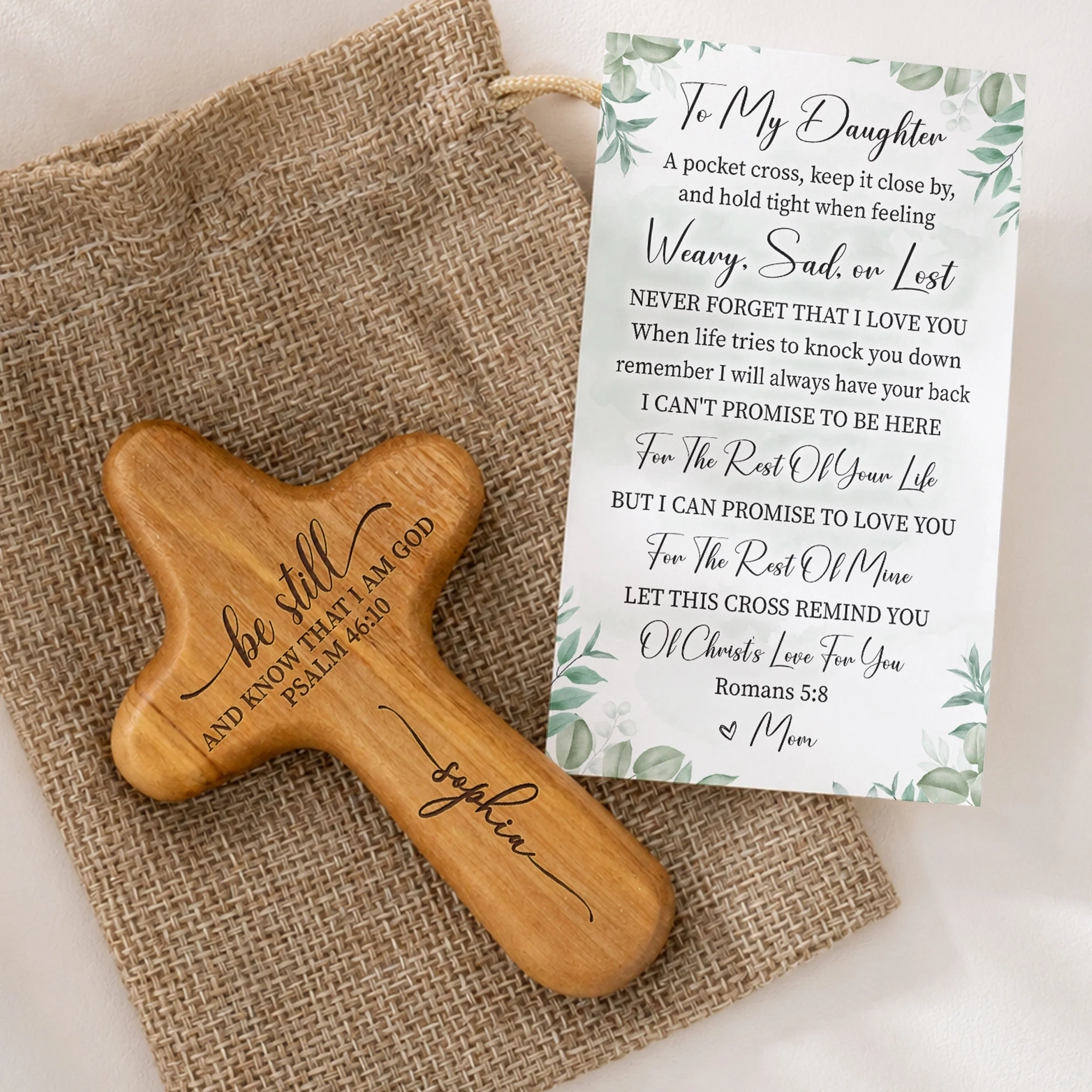 I Love You Pocket Cross Christian Gift For Son, Daughter - Personalized Pocket Cross - Image 2