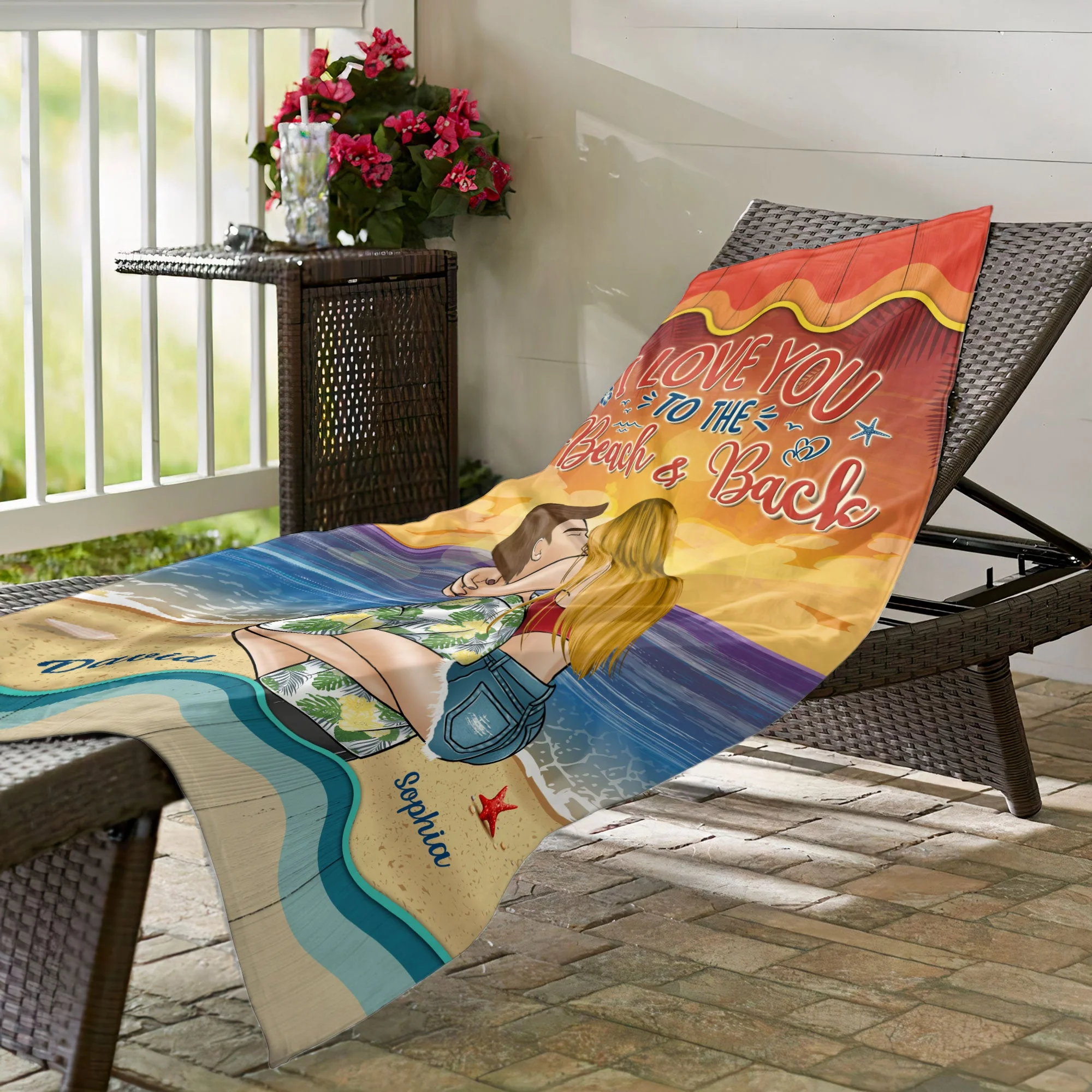 I Love You To The Beach And Back Couples - Personalized Beach Towel - Image 4