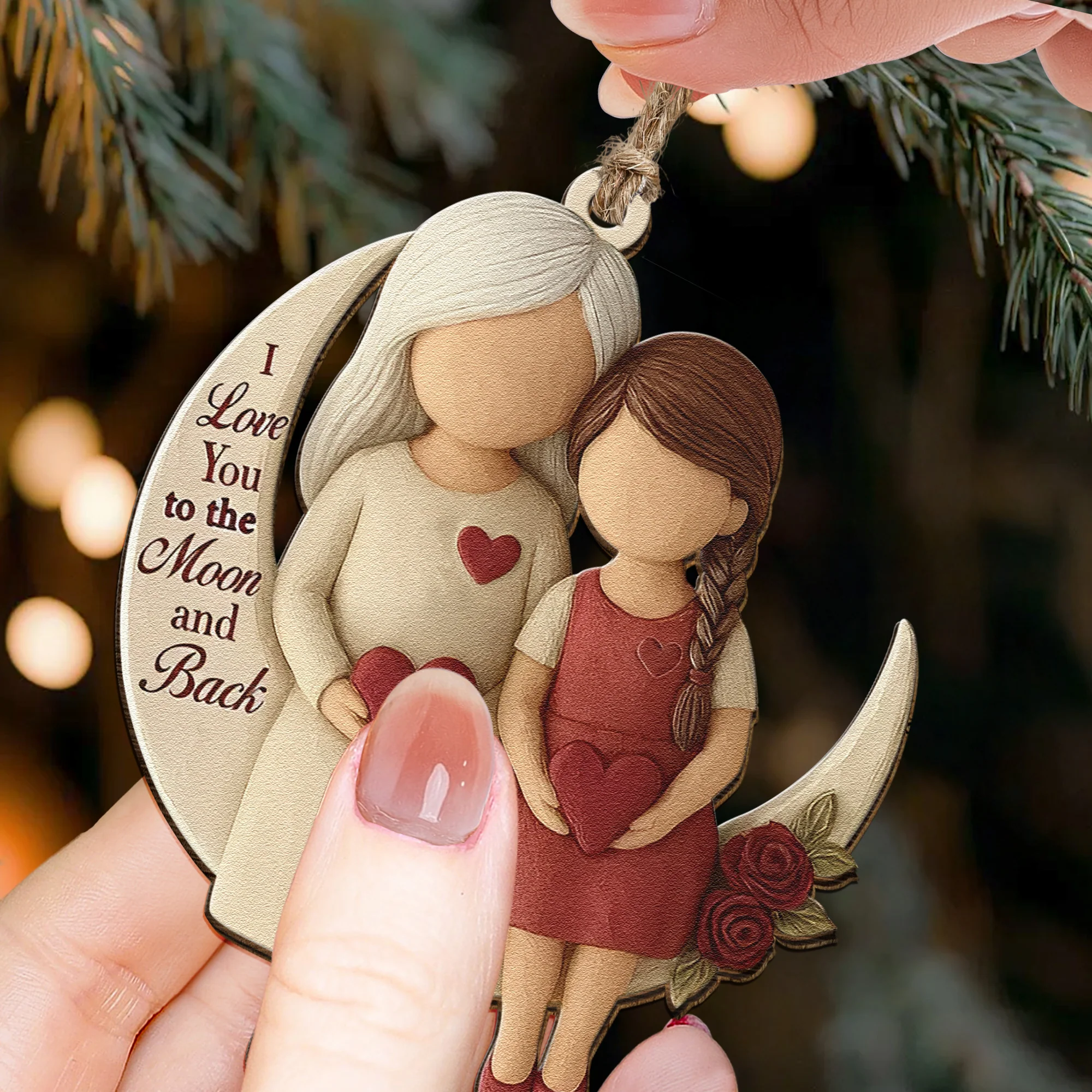 I Love You To The Moon And Back 2D Flat - Acrylic Ornament - Image 2