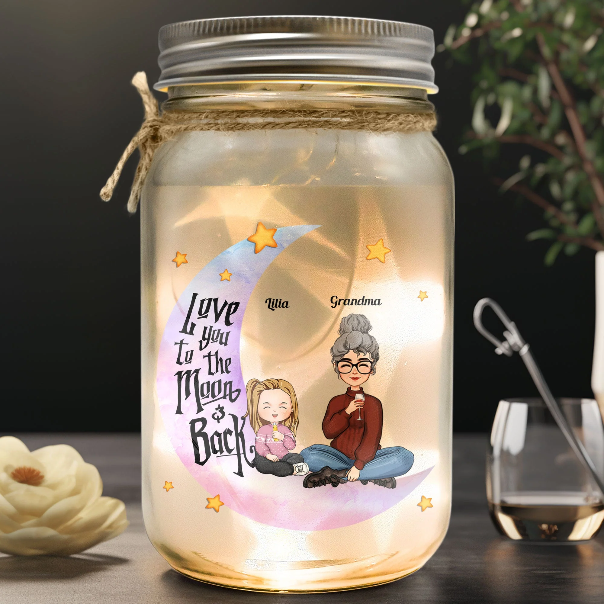 I Love You To The Moon And Back Kid - Personalized Mason Jar Light - Image 2
