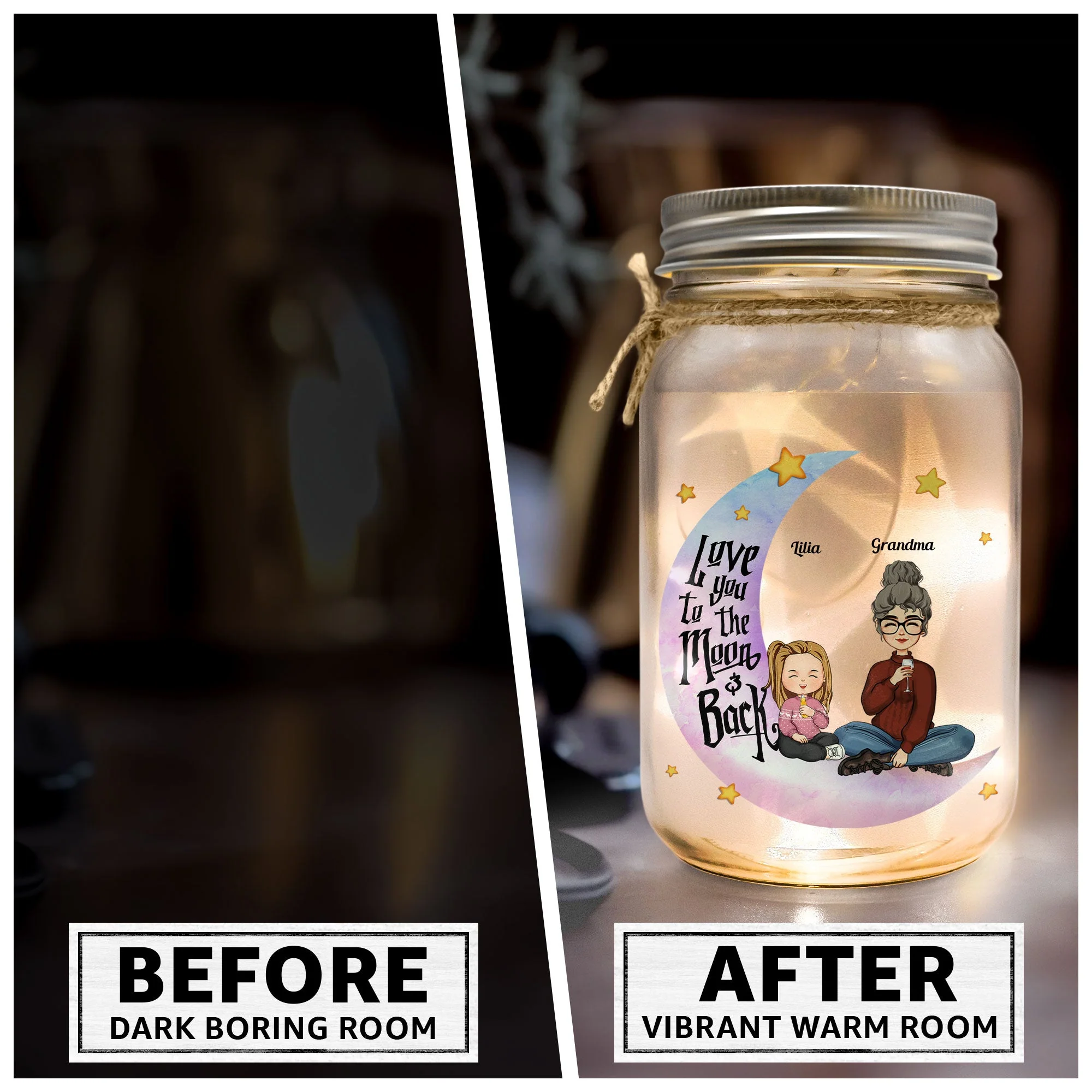 I Love You To The Moon And Back Kid - Personalized Mason Jar Light - Image 3