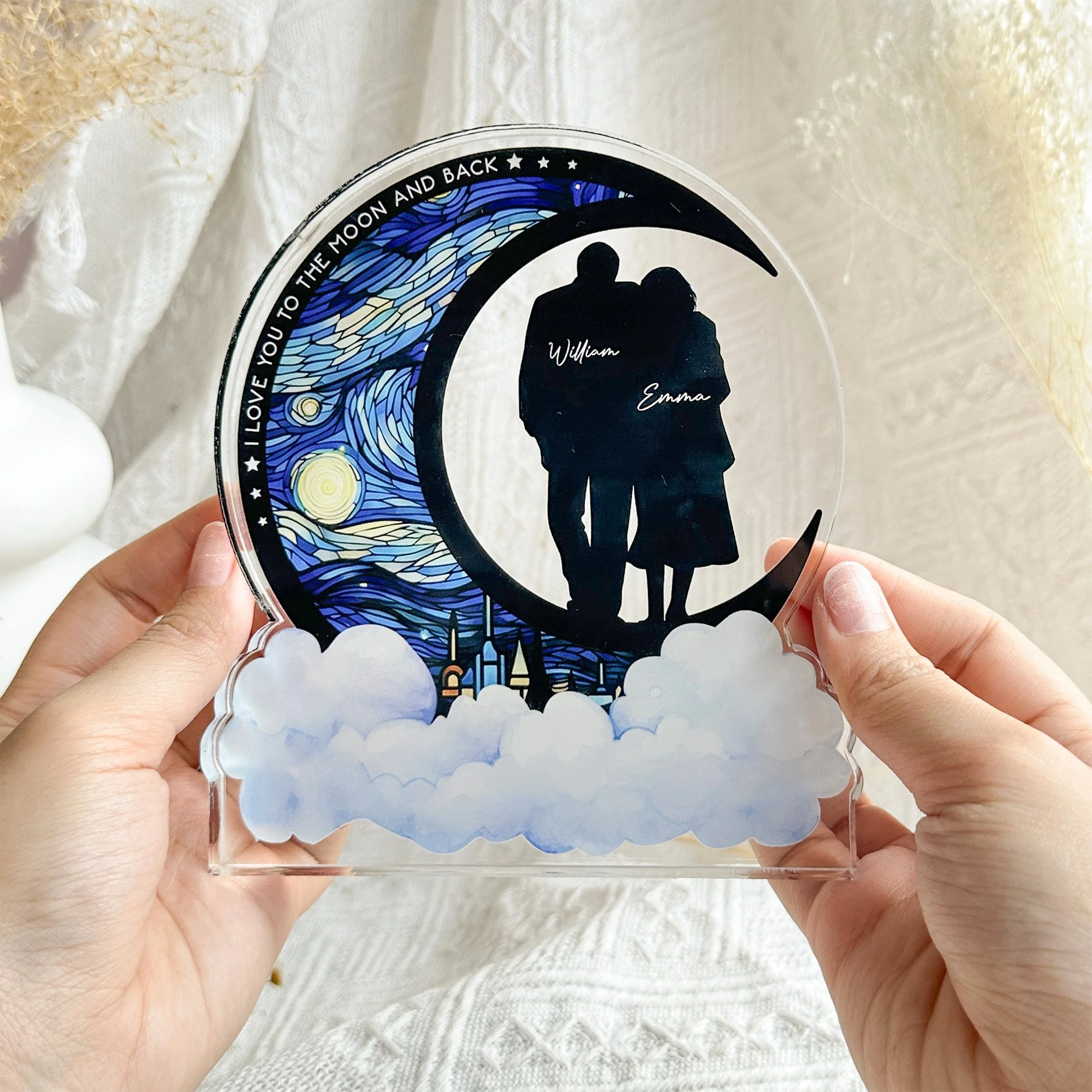 I Love You To The Moon And Back New Version - Personalized Acrylic Plaque - Image 4