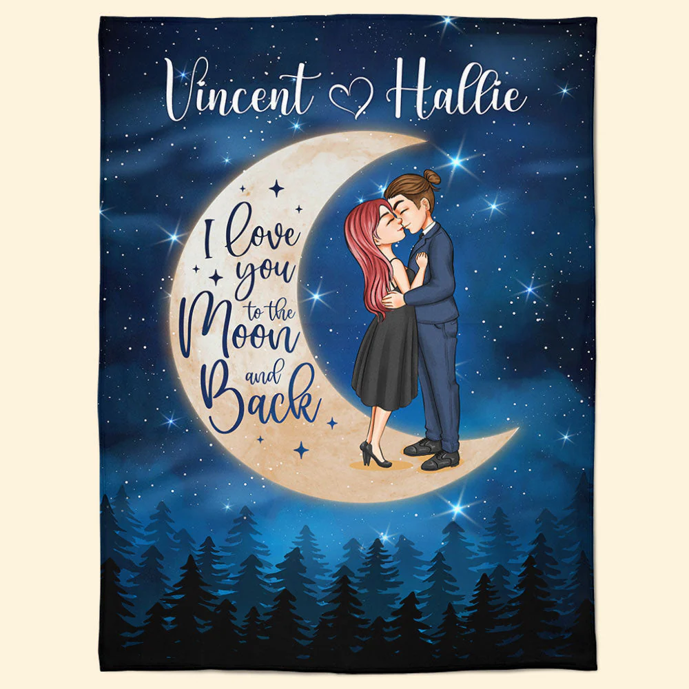 I Love You To The Moon And Back  - Personalized Blanket - Image 7