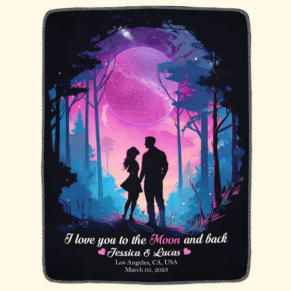 I Love You To The Moon & Back - Personalized Blanket - Image 4