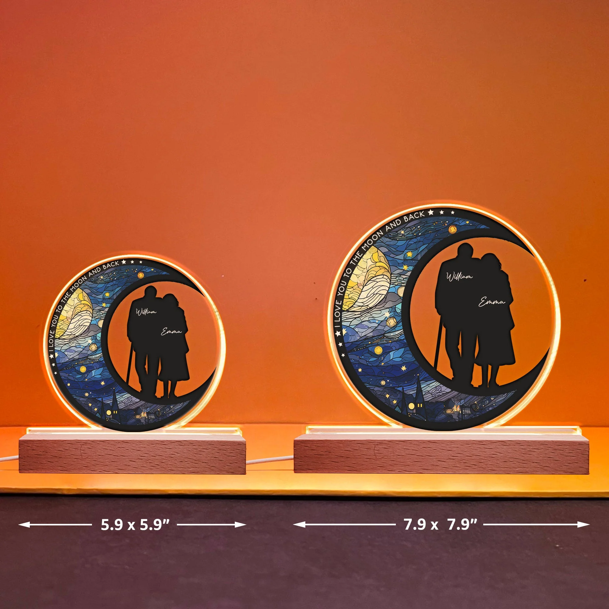 I Love You To The Moon & Back - Personalized LED Light - Anniversary Gifts For Her, Him - Image 2
