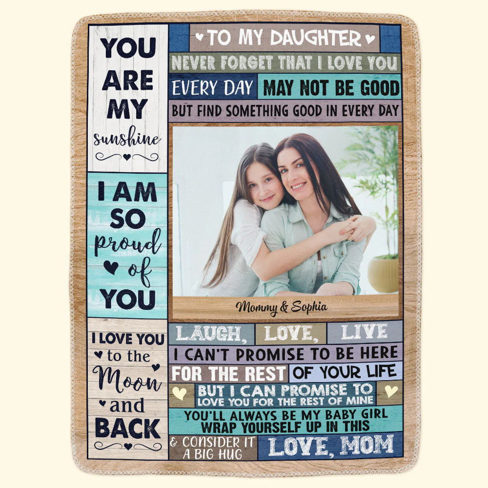 I Love You To The Moon & Back - Personalized Daughter Photo Blanket - Image 4