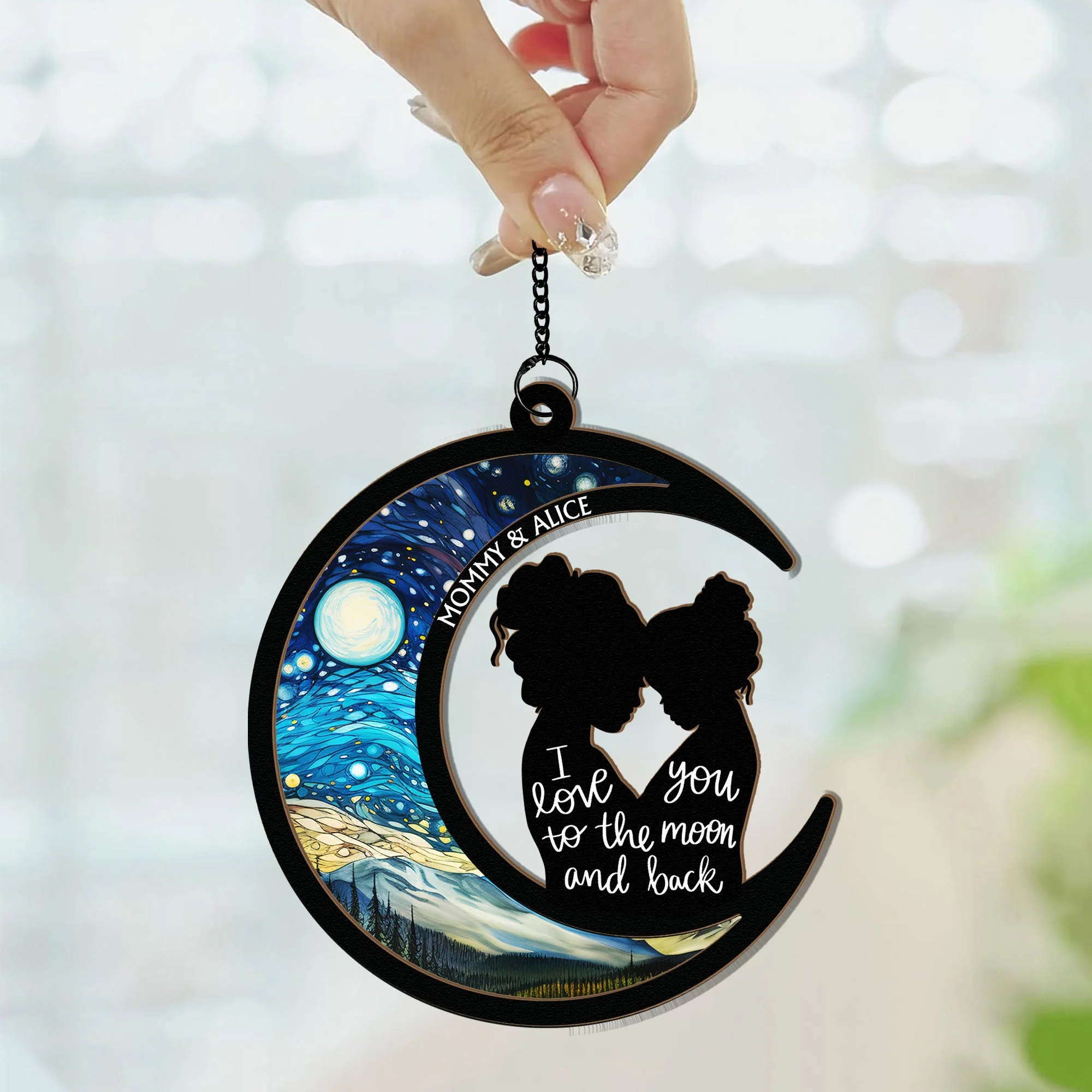 I Love You To The Moon & Back - Personalized Window Hanging Suncatcher Ornament - Image 2