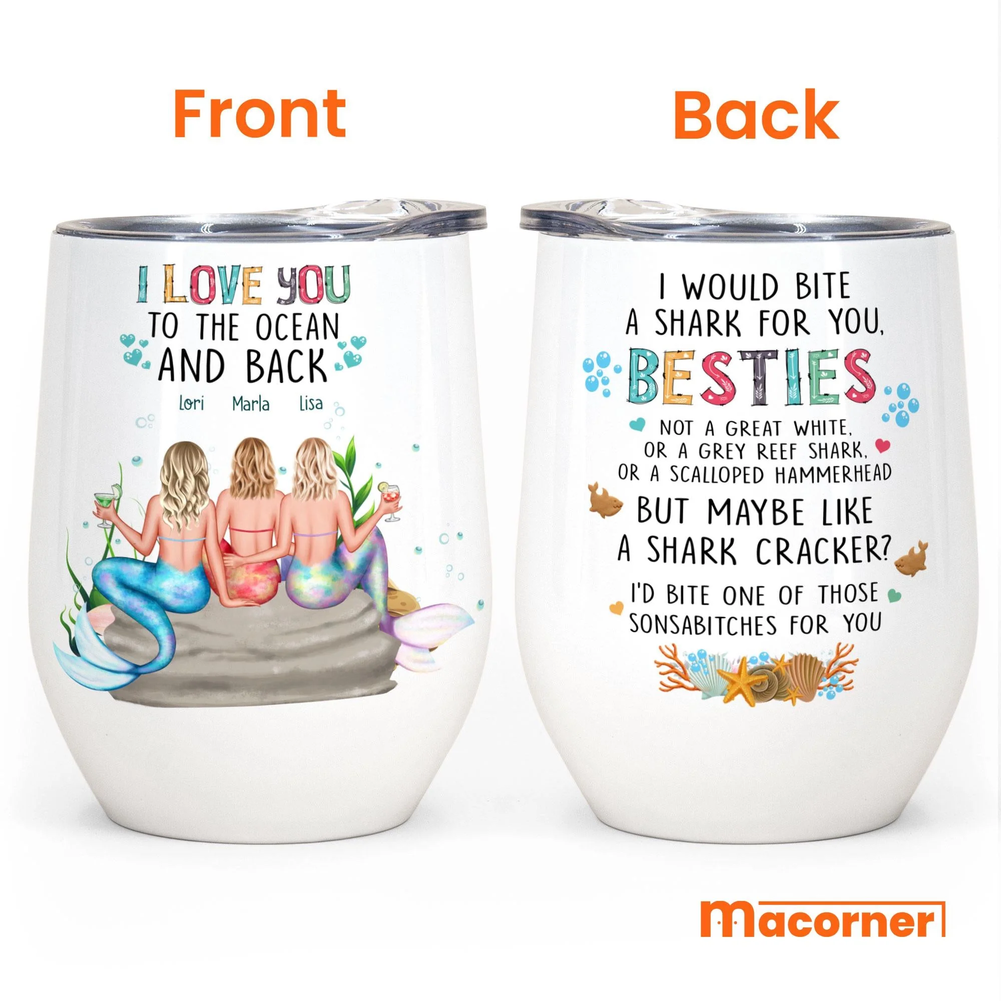 Love You To The Ocean And Back - Personalized Wine Tumbler - Gift For Sisters - Image 4