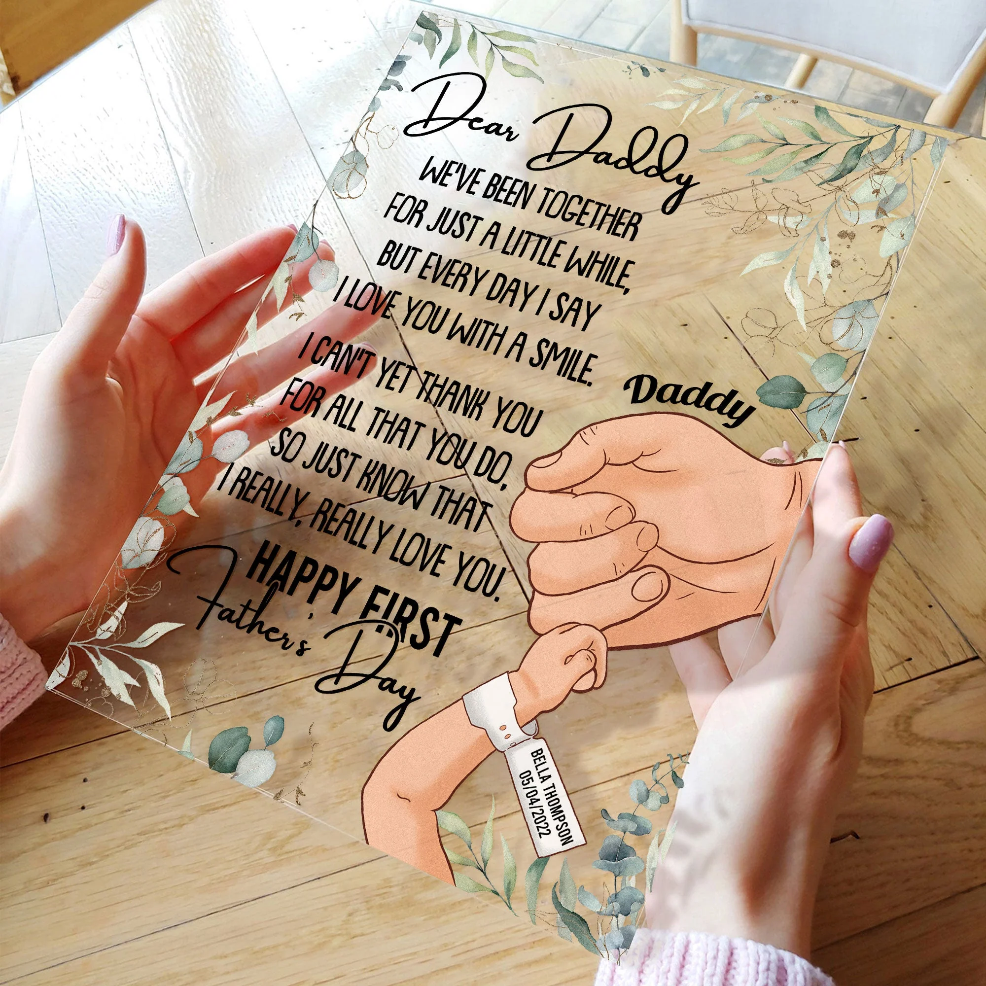I Love You With A Smile First Father's Day - Personalized Acrylic Plaque - Image 3