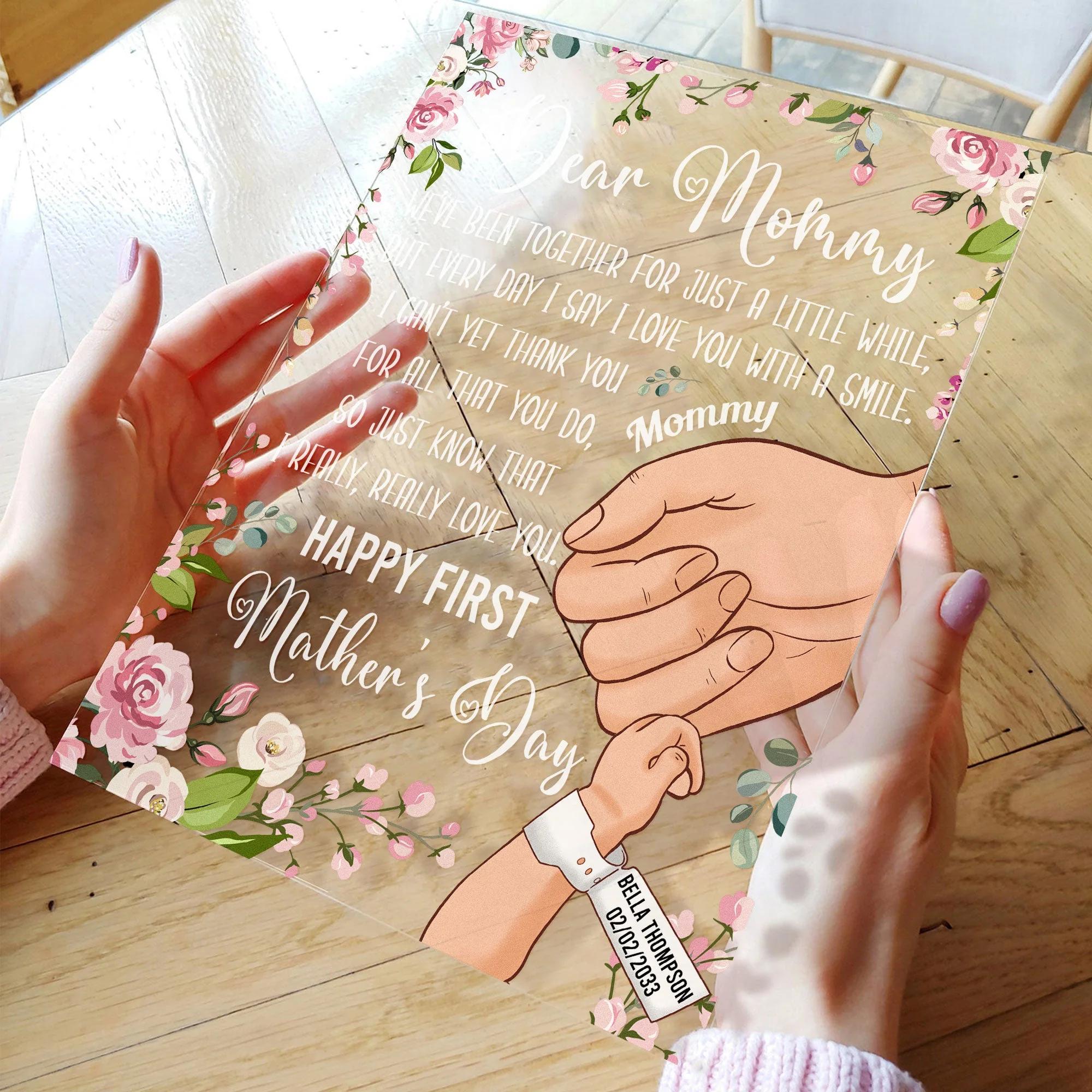 I Love You With A Smile First Mother's Day - Personalized Acrylic Plaque - Birthday Mother's Day Gift For First Mom, Gift For Wife - Image 3